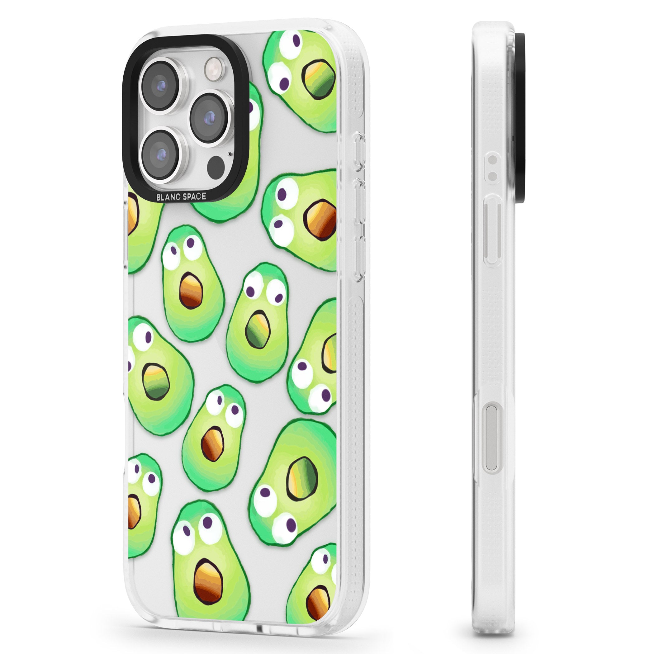 Shocked Avocados iPhone 16 Pro Max / 16 Pro Clear Case Impact Air - Blanc Space