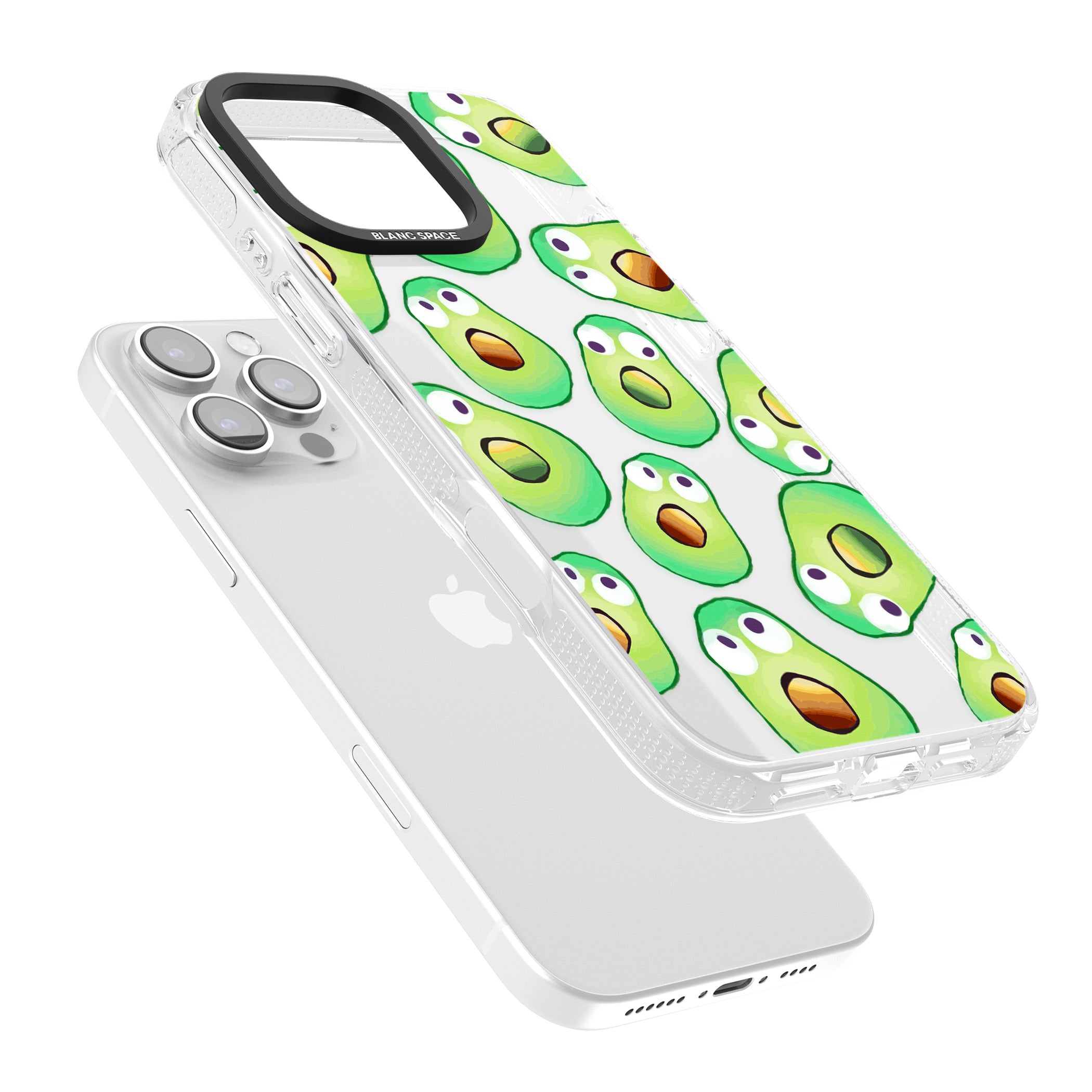 Shocked Avocados iPhone 16 Pro Max / 16 Pro Clear Case Impact Air - Blanc Space