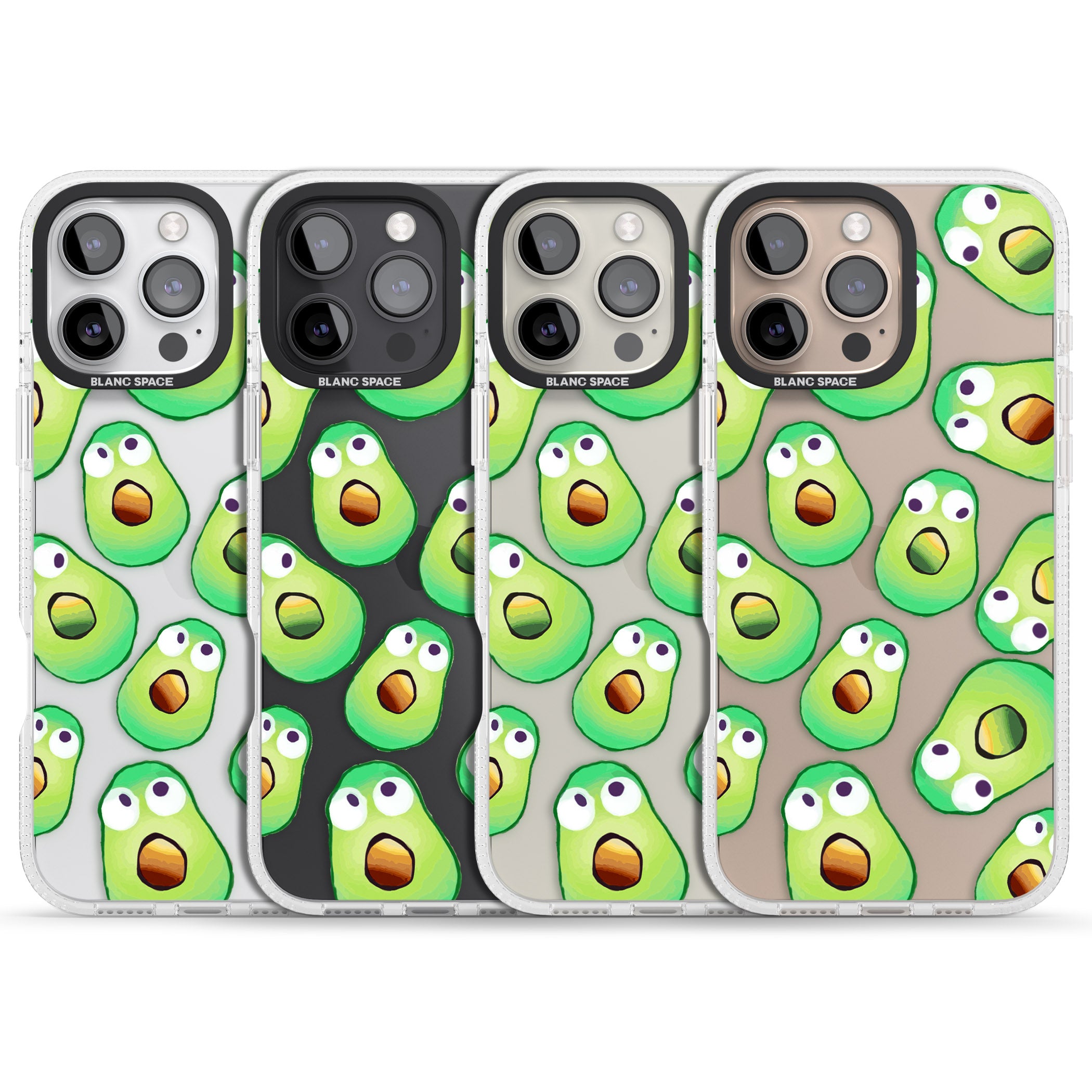 Shocked Avocados iPhone 16 Pro Max / 16 Pro Clear Case Impact Air - Blanc Space