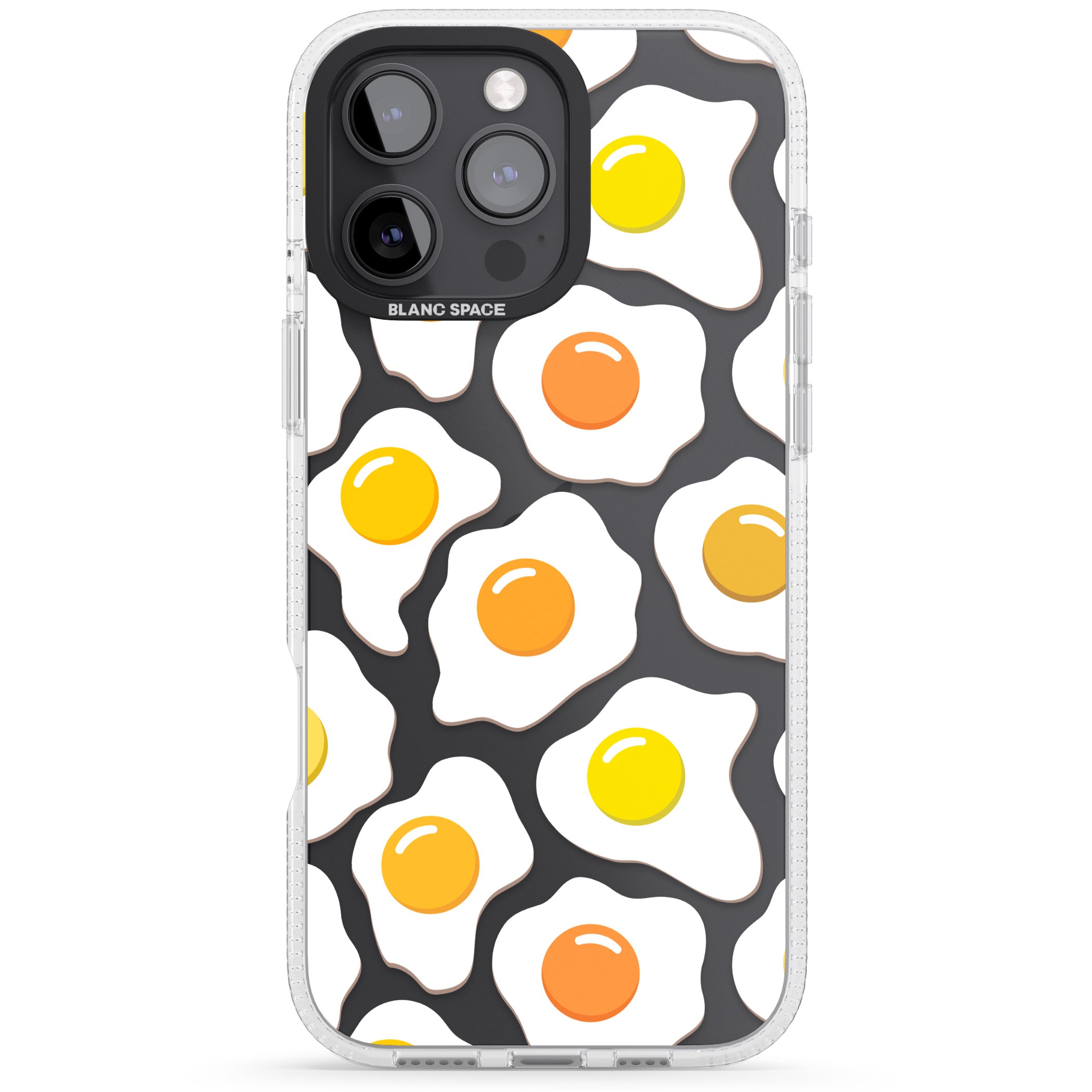 Fried Egg Pattern iPhone 16 Pro Max / 16 Pro Clear Case Impact Air - Blanc Space