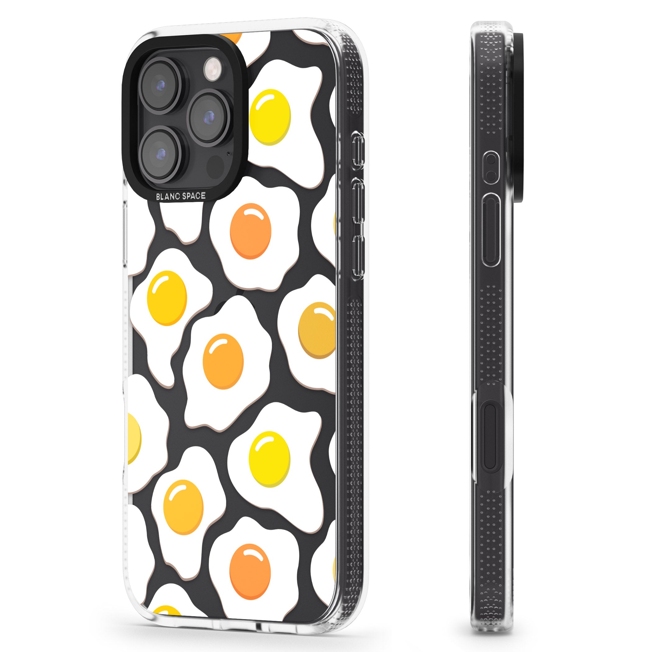 Fried Egg Pattern iPhone 16 Pro Max / 16 Pro Clear Case Impact Air - Blanc Space
