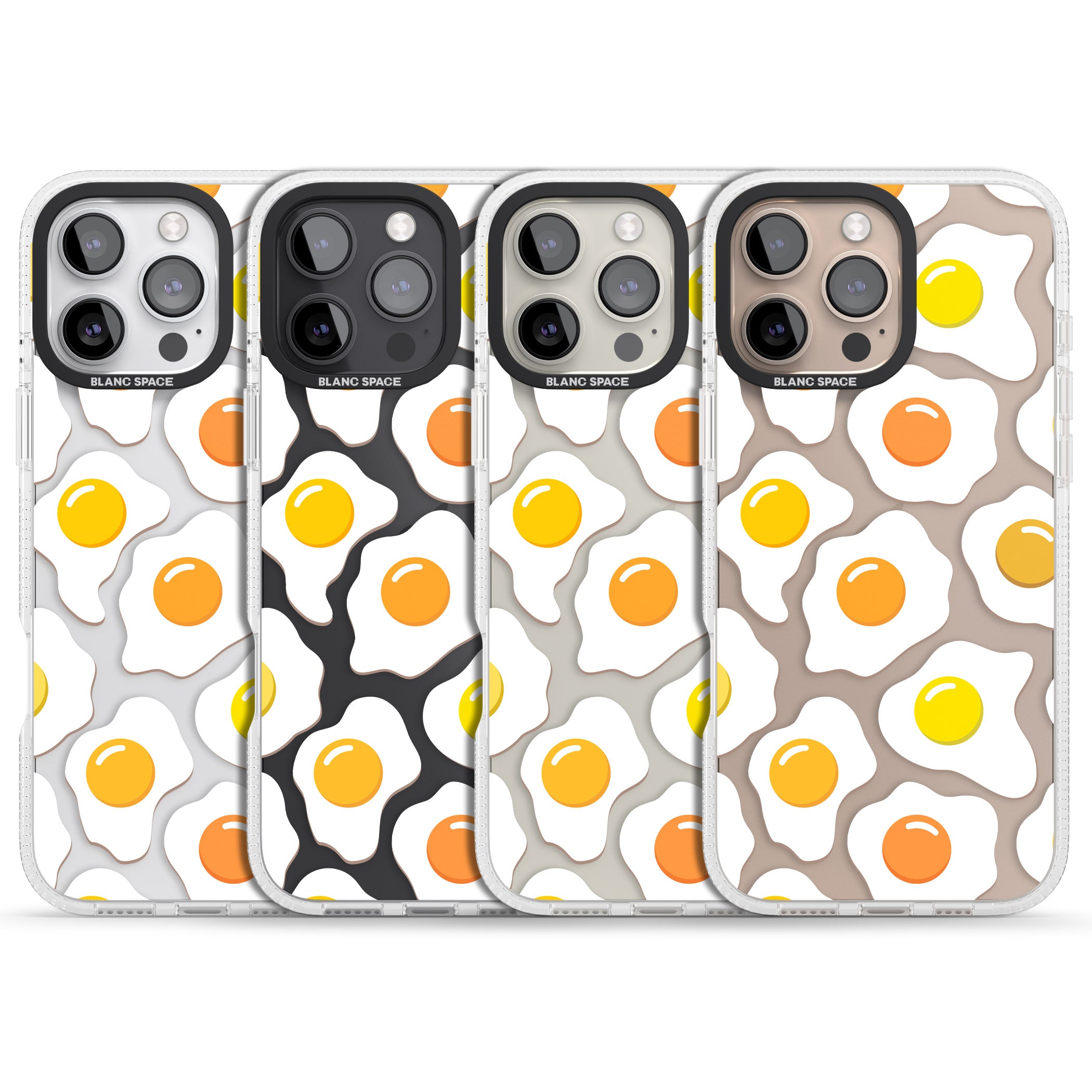 Fried Egg Pattern iPhone 16 Pro Max / 16 Pro Clear Case Impact Air - Blanc Space