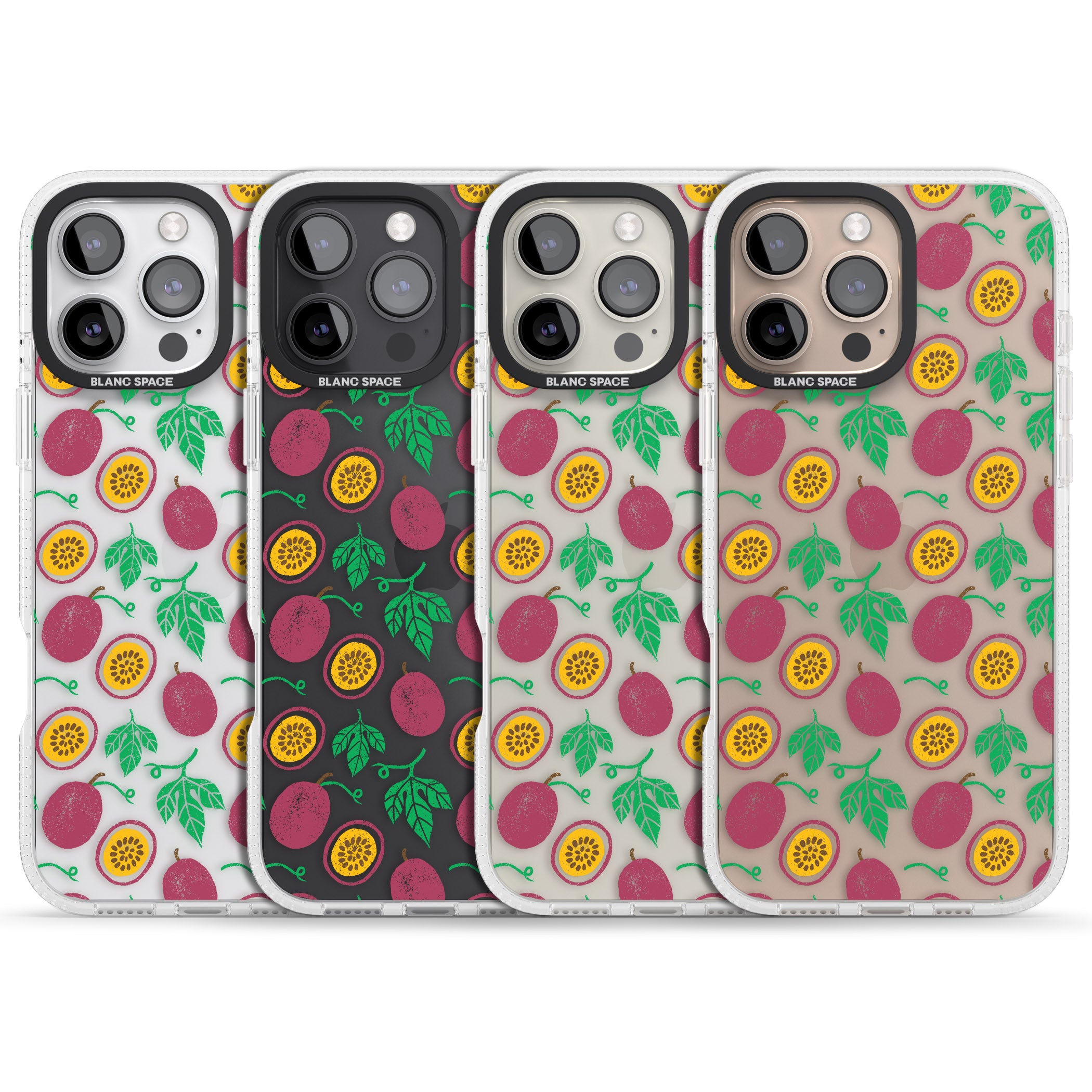Passion Fruit Pattern iPhone 16 Pro Max / 16 Pro Clear Case Impact Air - Blanc Space
