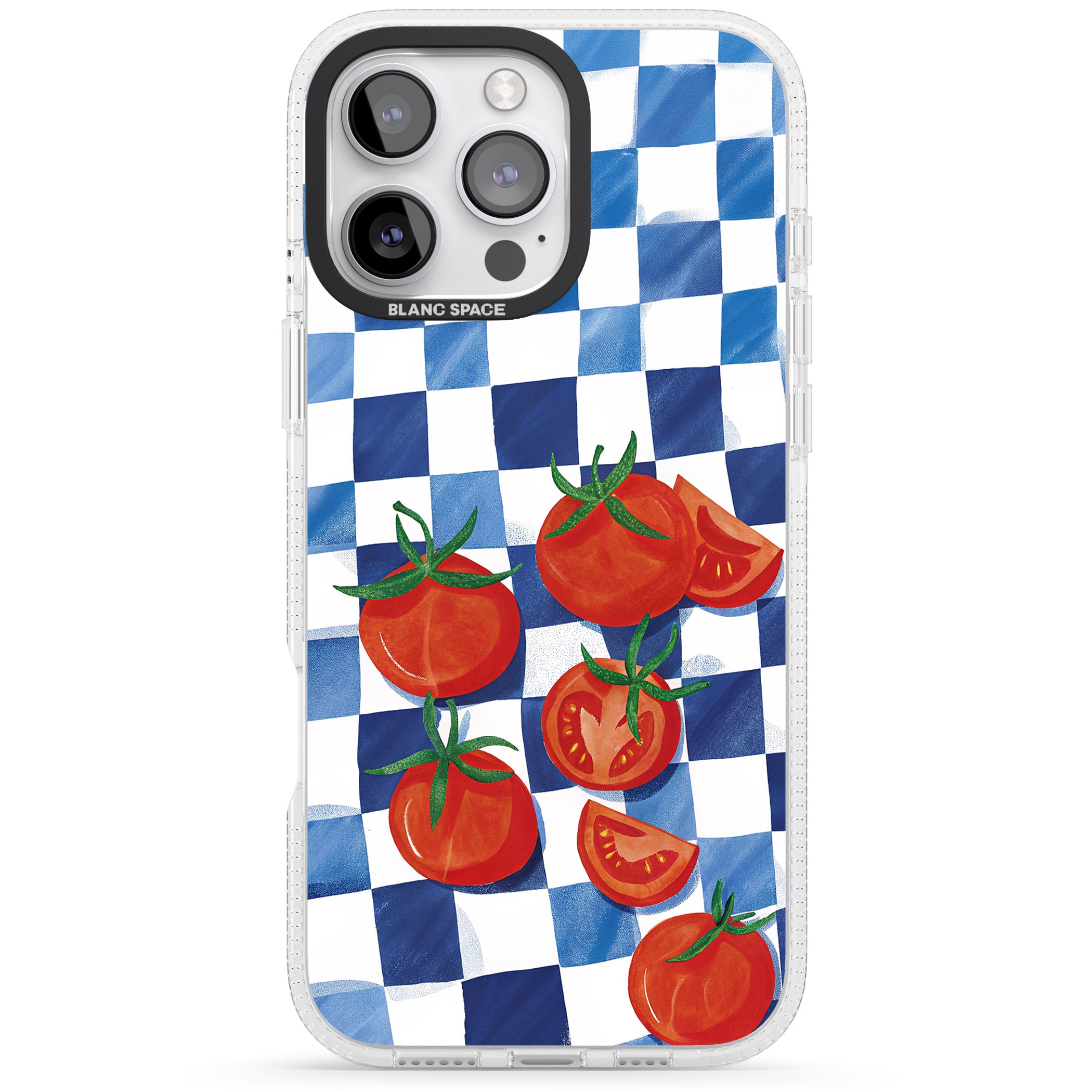 Blue Picnic Blanket & Tomatoes iPhone 16 Pro Max / 16 Pro Clear Case Impact Air - Blanc Space