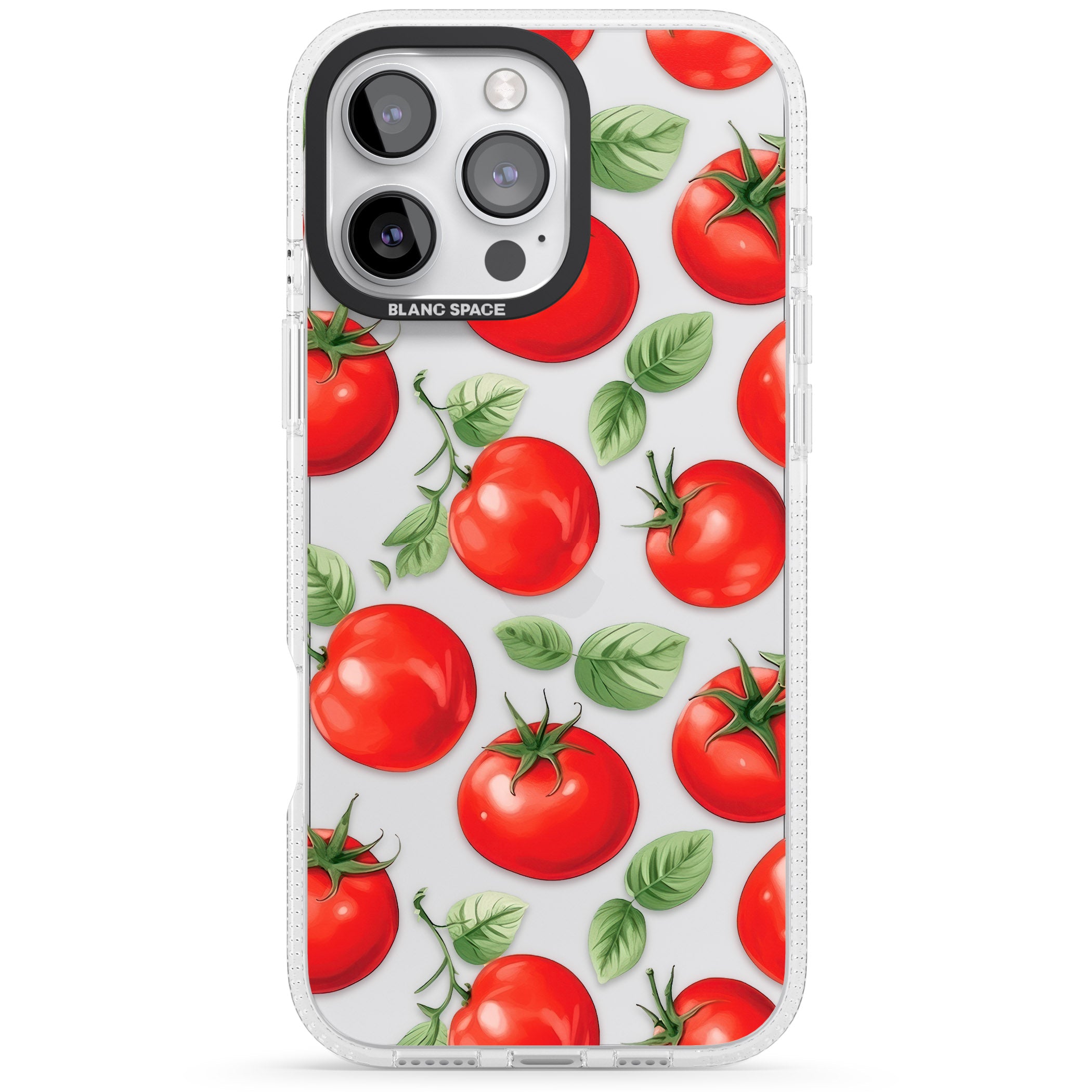 Tomato Pattern iPhone 16 Pro Max / 16 Pro Clear Case Impact Air - Blanc Space