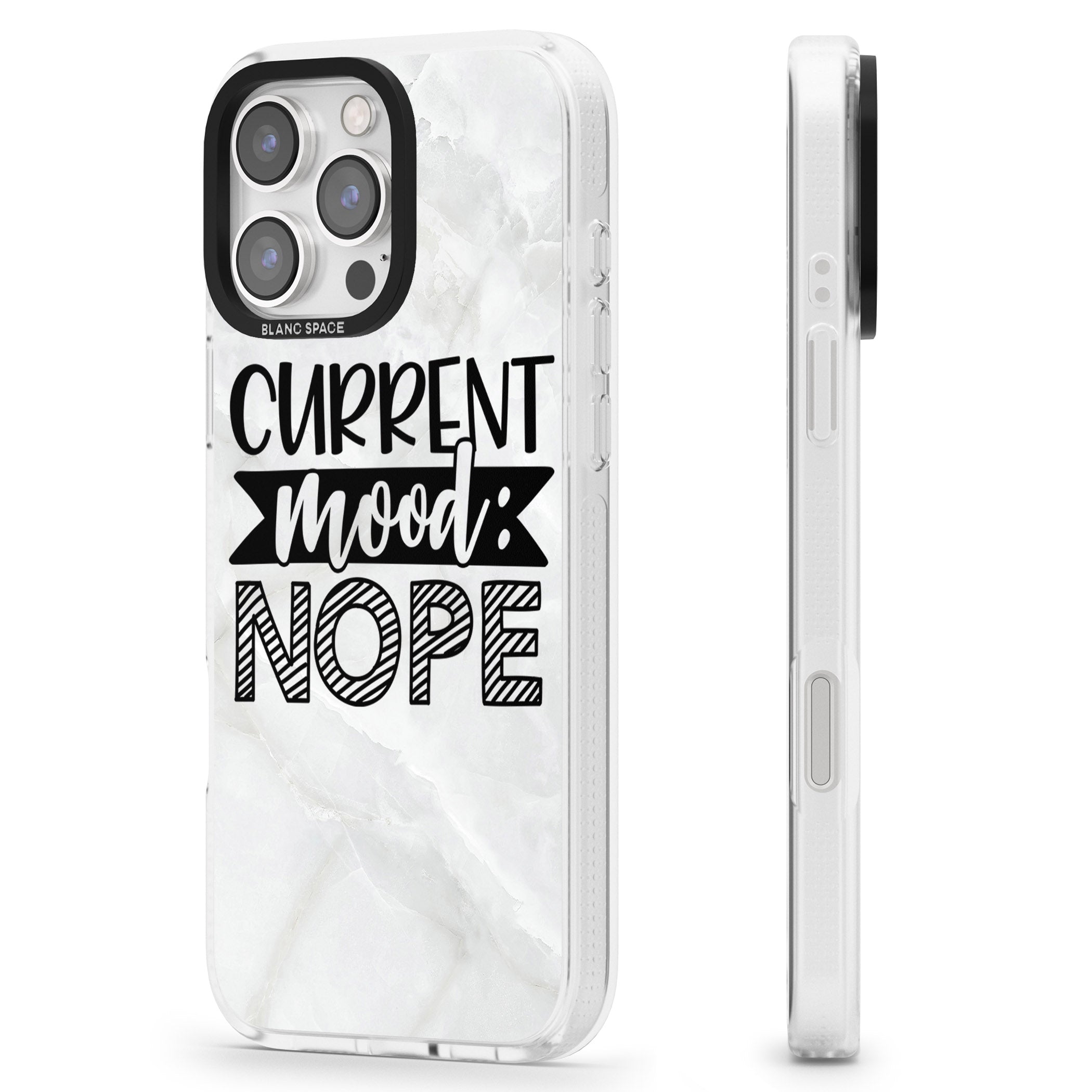 Current Mood NOPE iPhone 16 Pro Max / 16 Pro Clear Case Impact Air - Blanc Space