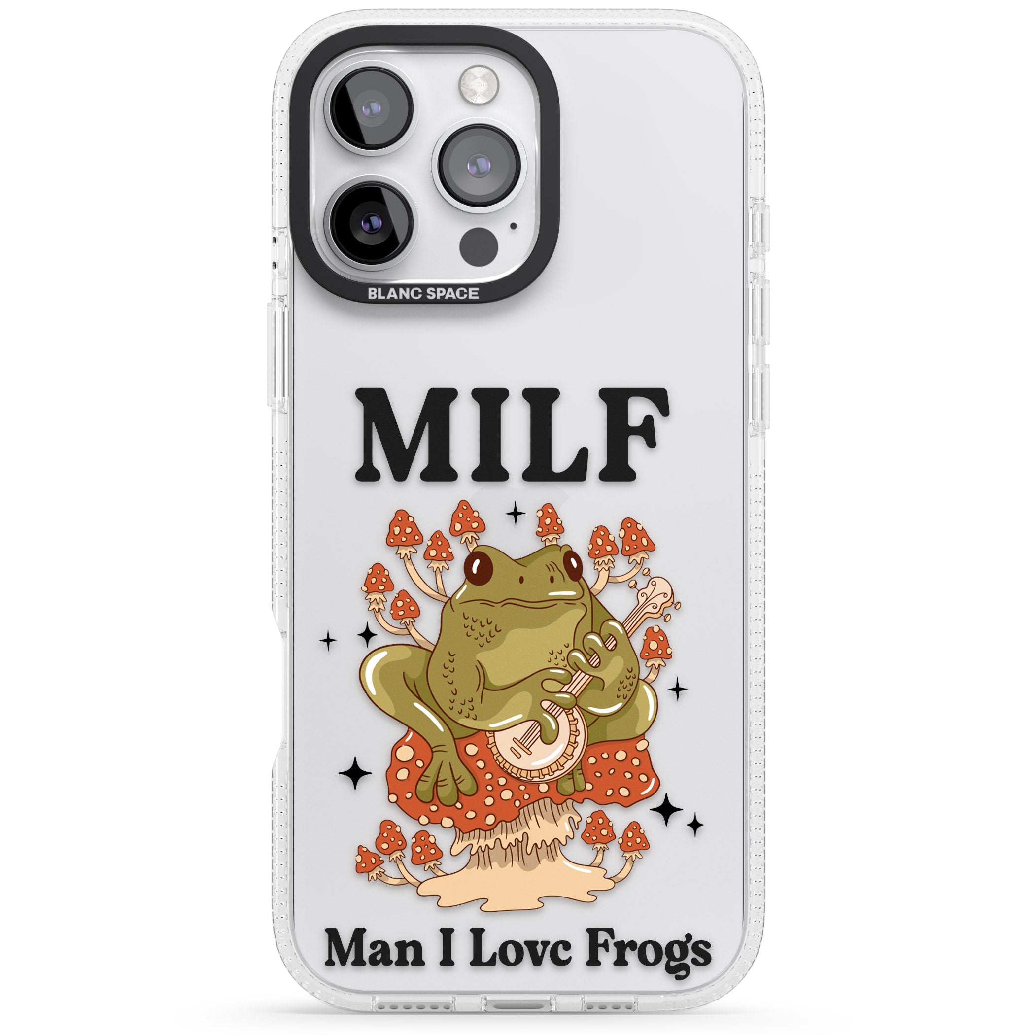 Man I Love Frogs iPhone 16 Pro Max / 16 Pro Clear Case Impact Air - Blanc Space