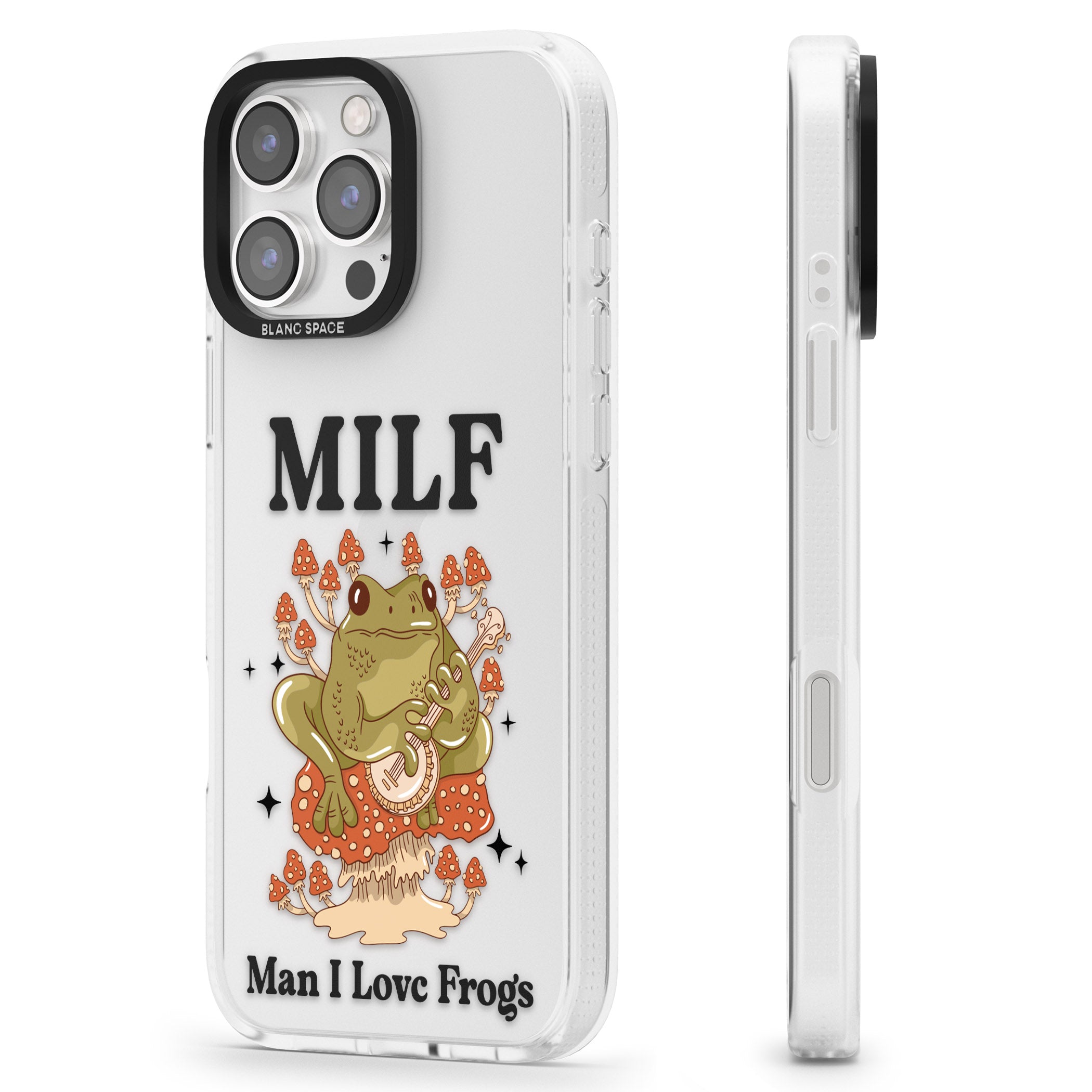 Man I Love Frogs iPhone 16 Pro Max / 16 Pro Clear Case Impact Air - Blanc Space