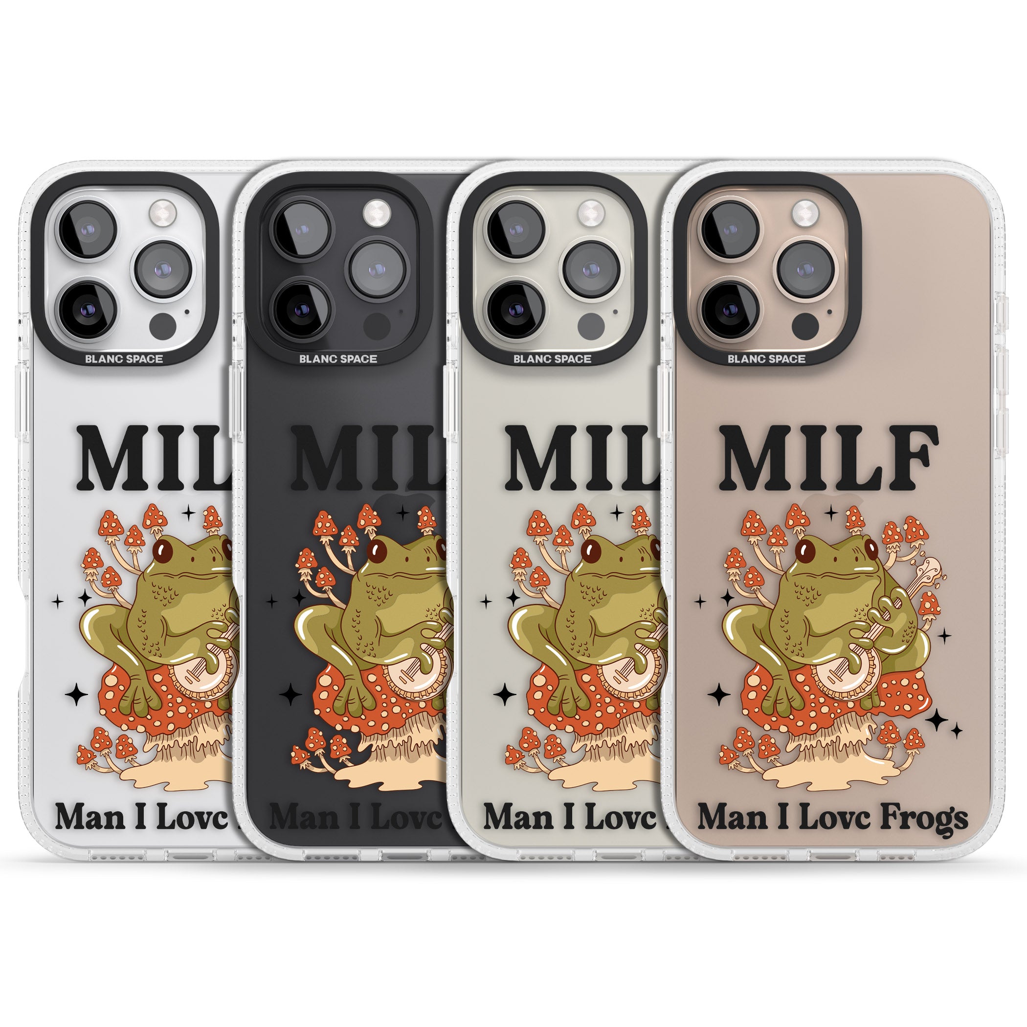Man I Love Frogs iPhone 16 Pro Max / 16 Pro Clear Case Impact Air - Blanc Space