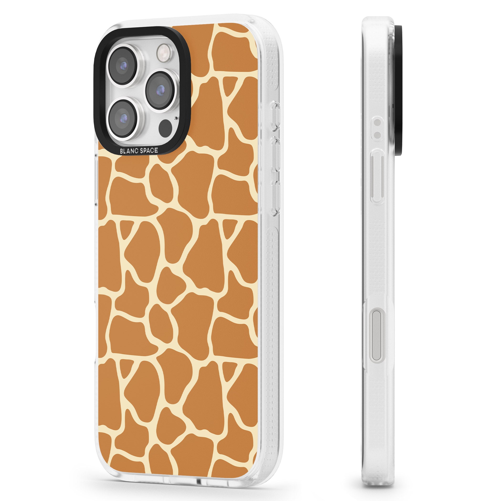 Giraffe Pattern iPhone 16 Pro Max / 16 Pro Clear Case Impact Air - Blanc Space