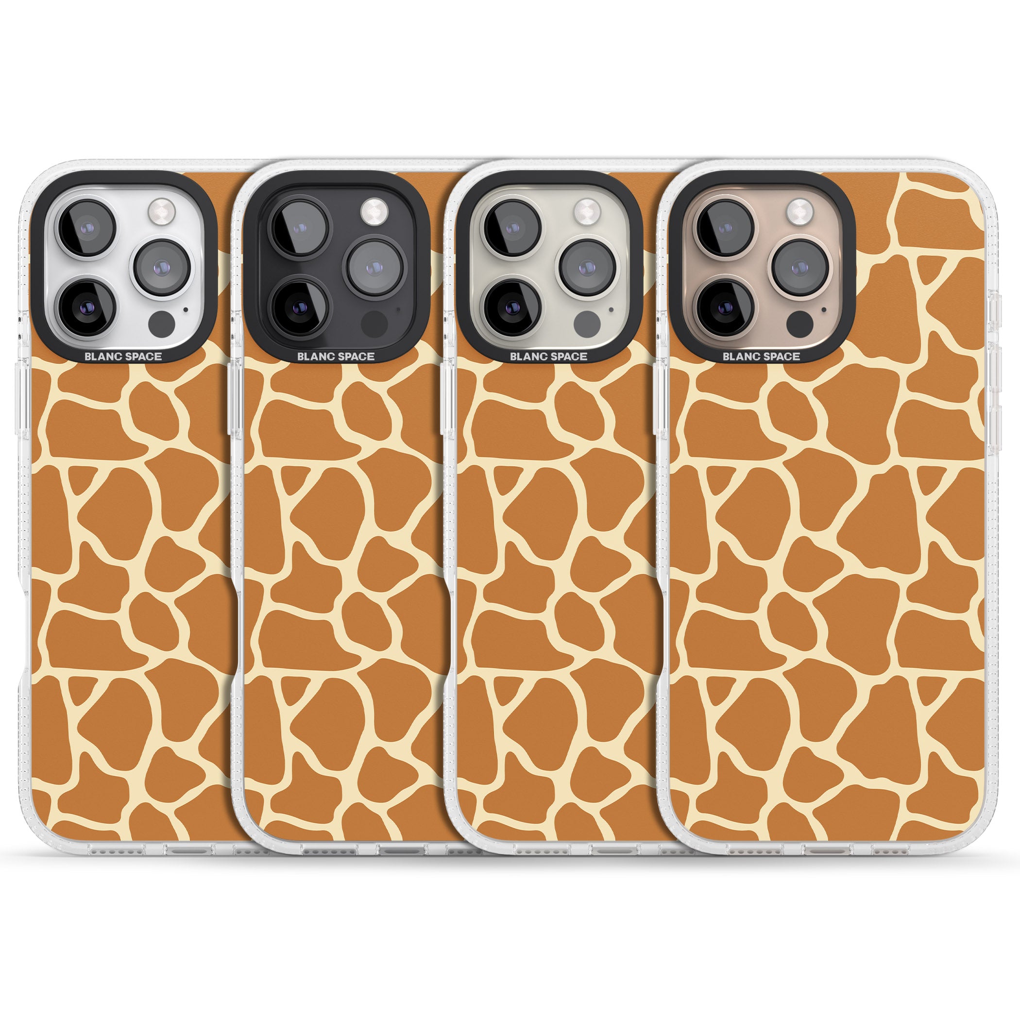 Giraffe Pattern iPhone 16 Pro Max / 16 Pro Clear Case Impact Air - Blanc Space