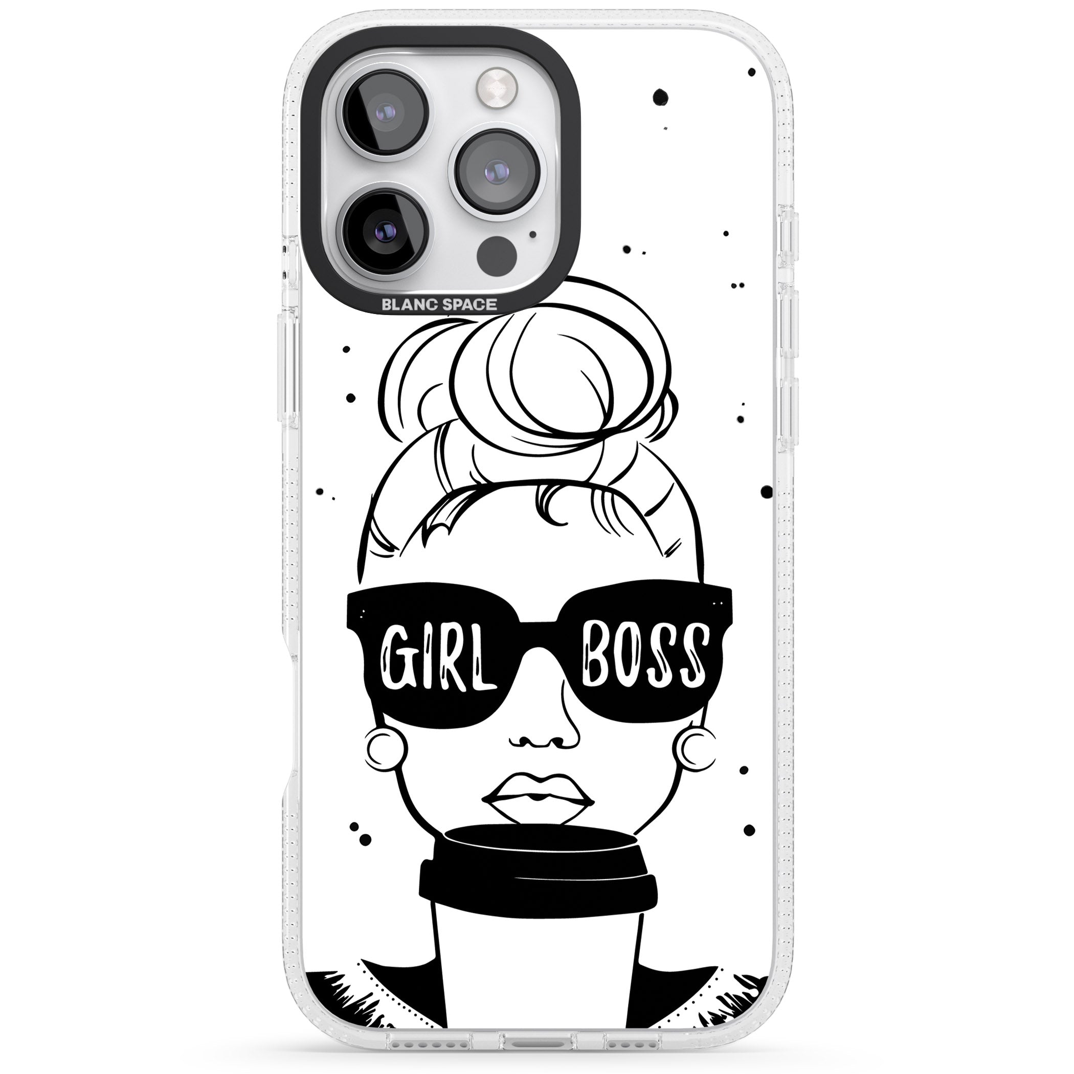 Girl Boss iPhone 16 Pro Max / 16 Pro Clear Case Impact Air - Blanc Space