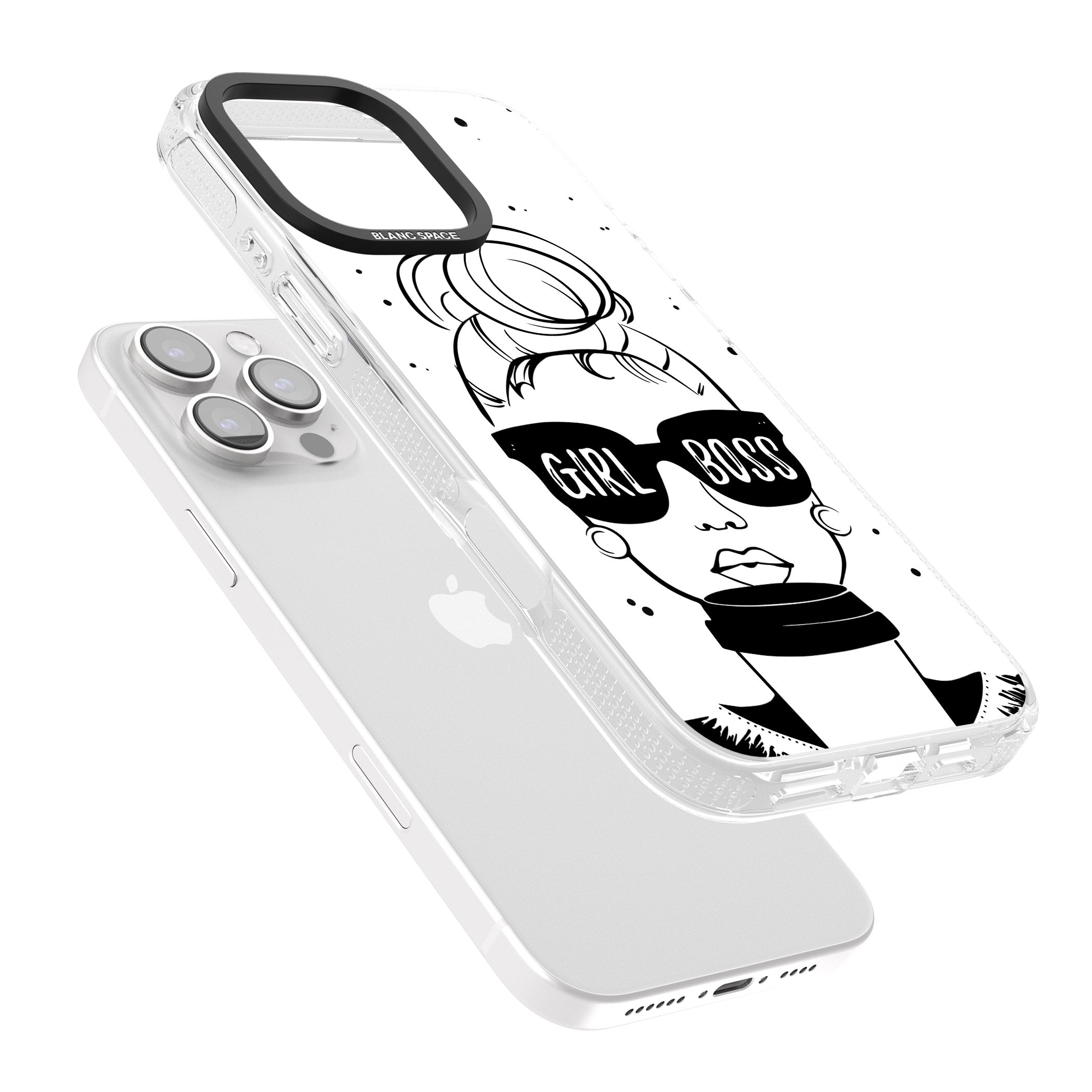 Girl Boss iPhone 16 Pro Max / 16 Pro Clear Case Impact Air - Blanc Space