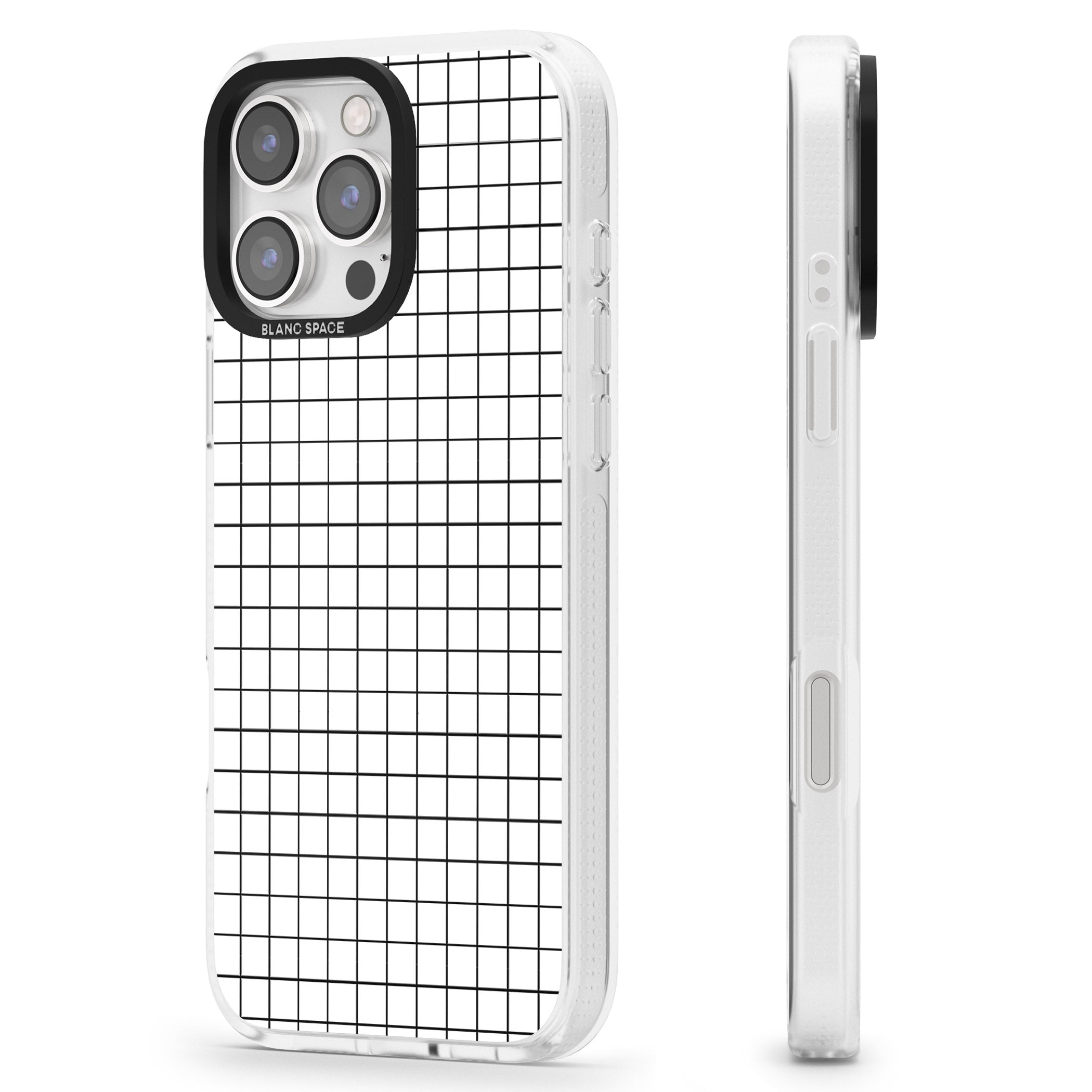Simplistic Small Grid Designs White iPhone 16 Pro Max / 16 Pro Clear Case Impact Air - Blanc Space