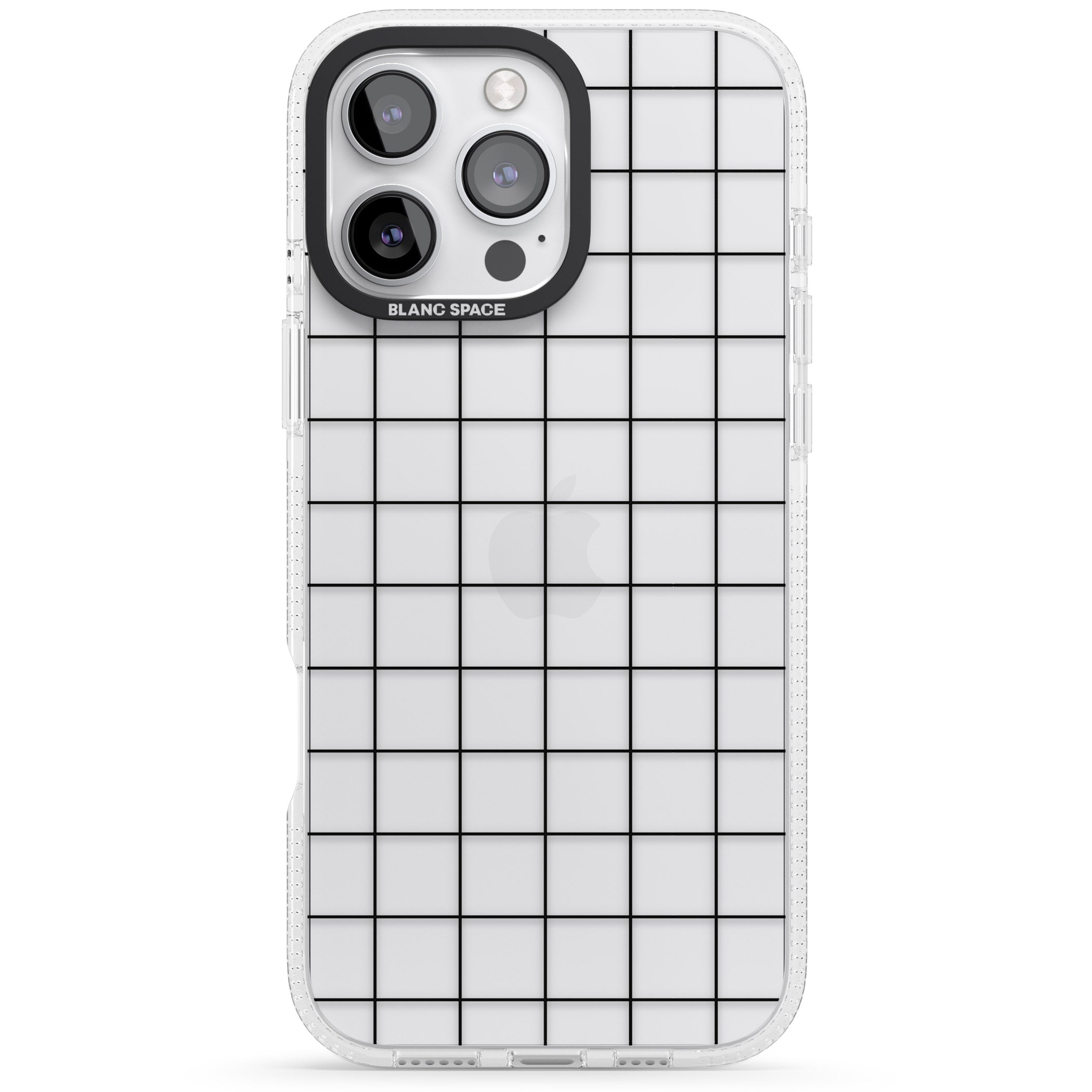 Simplistic Large Grid Pattern Black (Transparent) iPhone 16 Pro Max / 16 Pro Clear Case Impact Air - Blanc Space