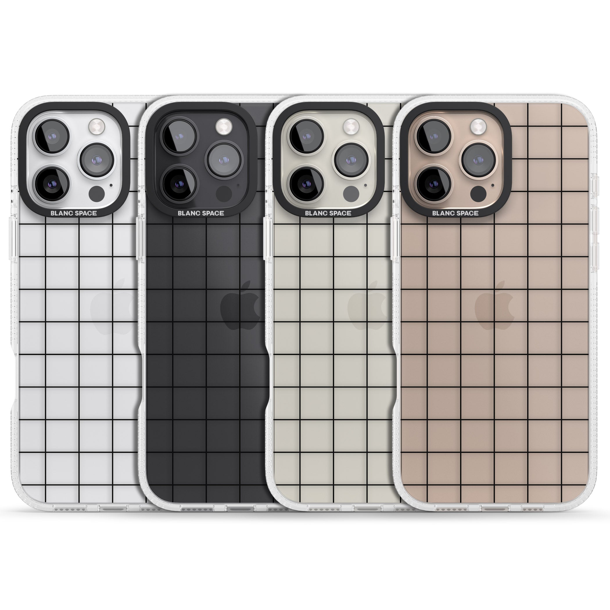 Simplistic Large Grid Pattern Black (Transparent) iPhone 16 Pro Max / 16 Pro Clear Case Impact Air - Blanc Space