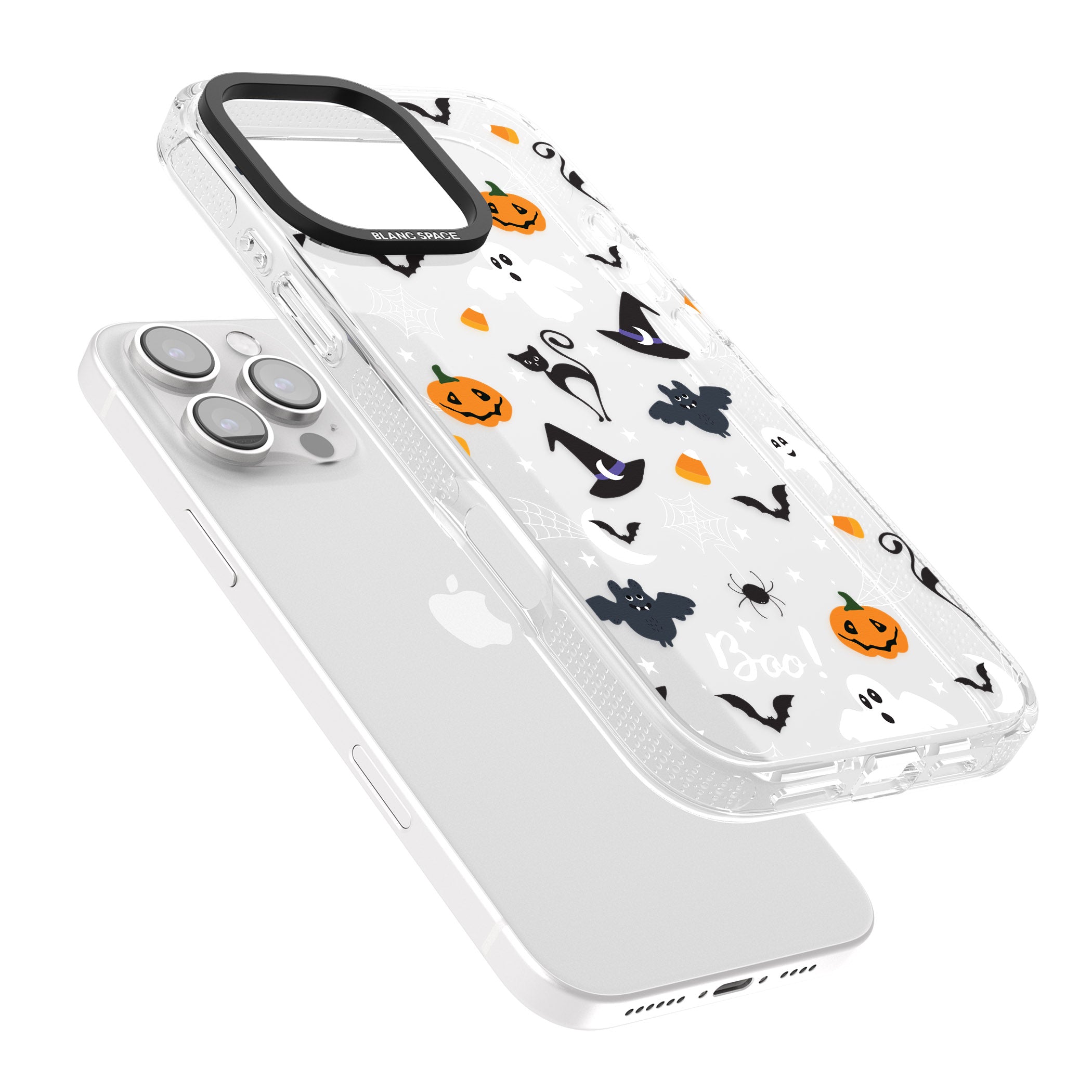 Halloween Mix Pattern iPhone 16 Pro Max / 16 Pro Clear Case Impact Air - Blanc Space