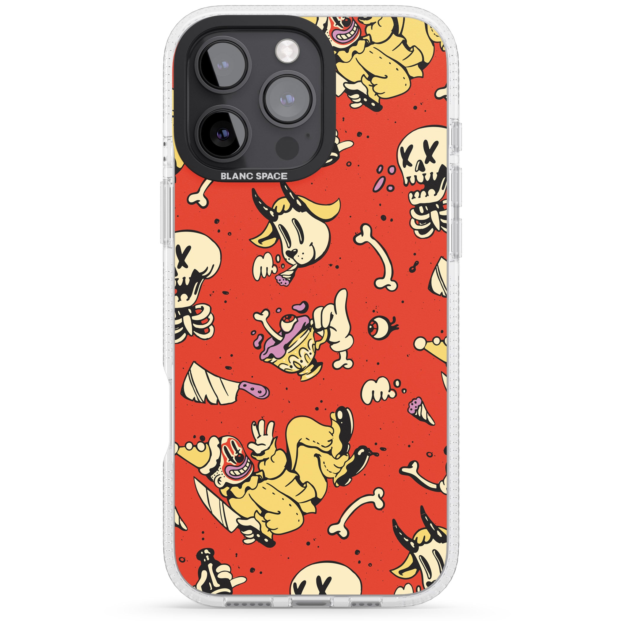 Red Retro Halloween Pattern iPhone 16 Pro Max / 16 Pro Clear Case Impact Air - Blanc Space