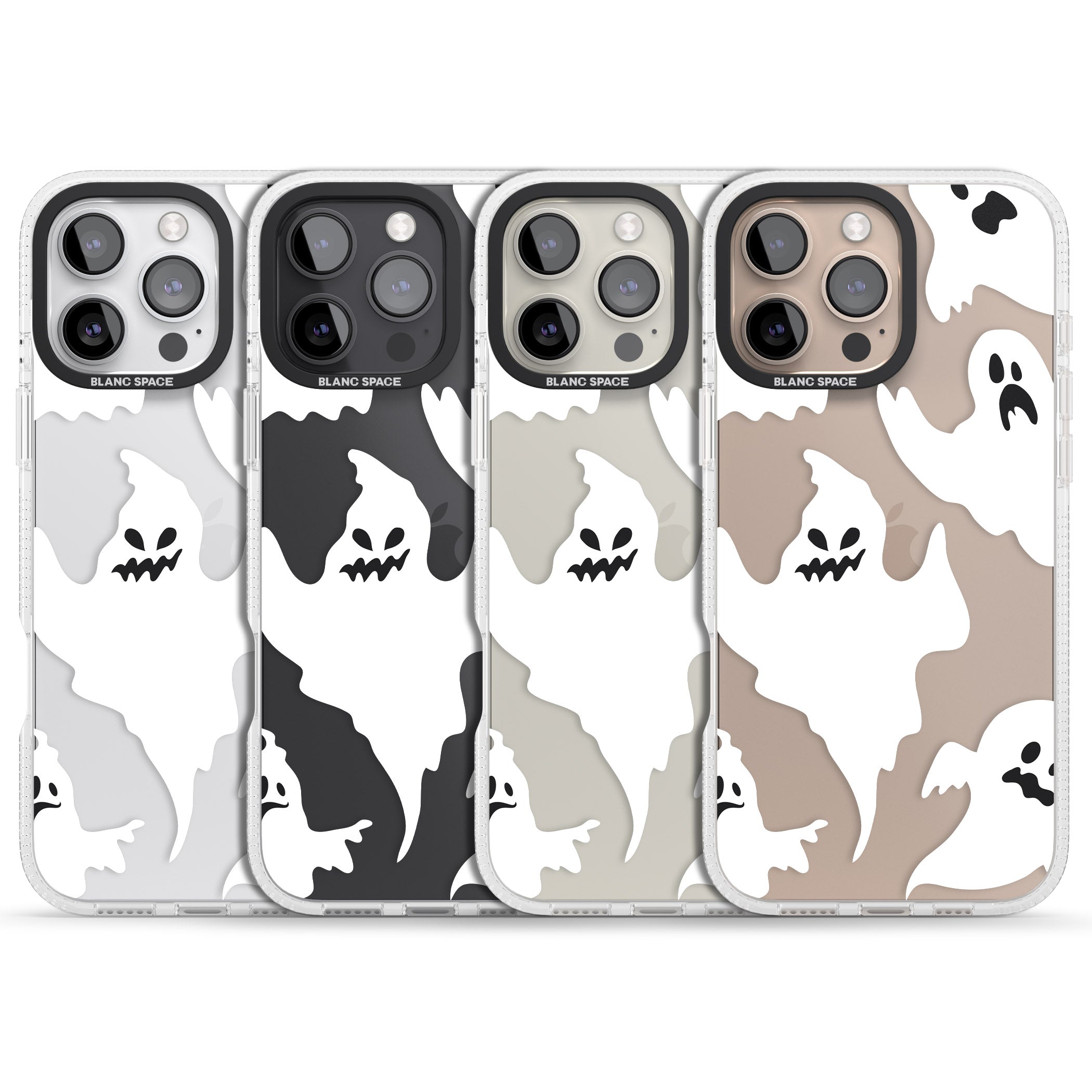 Ghost Pattern iPhone 16 Pro Max / 16 Pro Clear Case Impact Air - Blanc Space