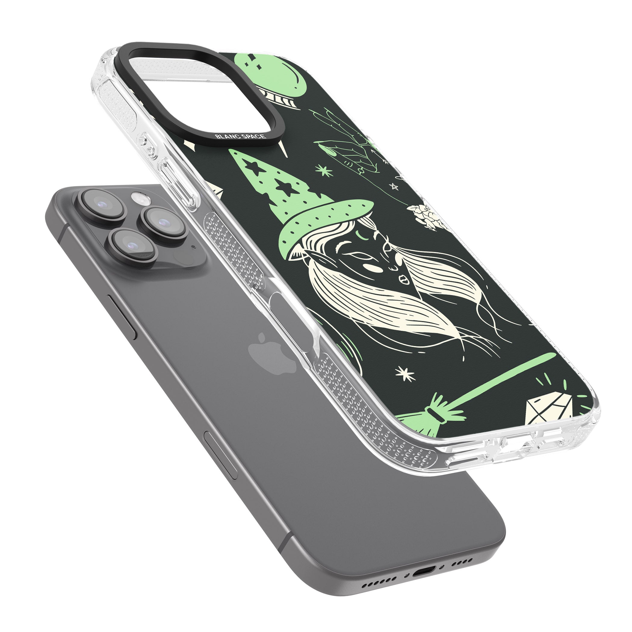 Astrology Witch Pattern iPhone 16 Pro Max / 16 Pro Clear Case Impact Air - Blanc Space