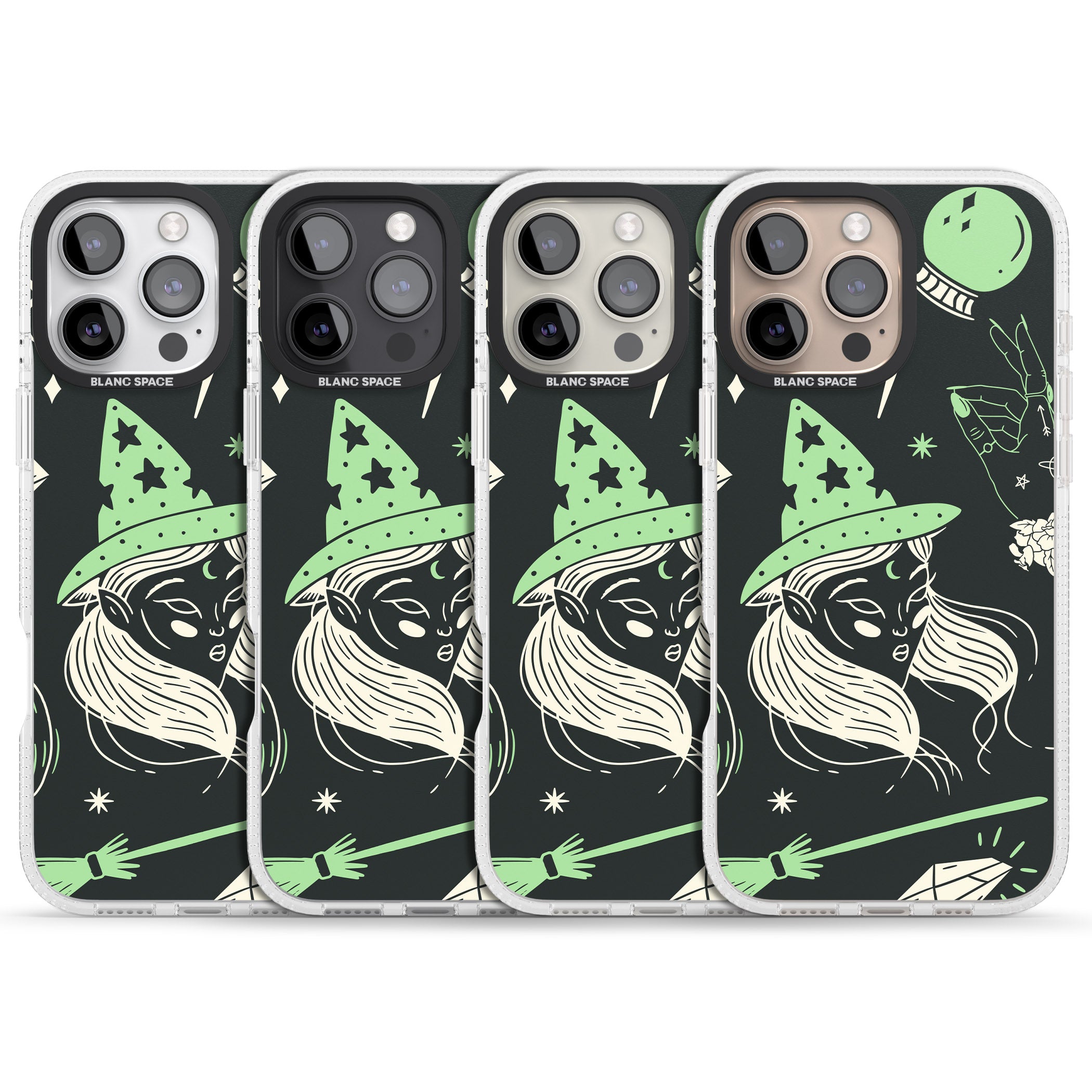 Astrology Witch Pattern iPhone 16 Pro Max / 16 Pro Clear Case Impact Air - Blanc Space