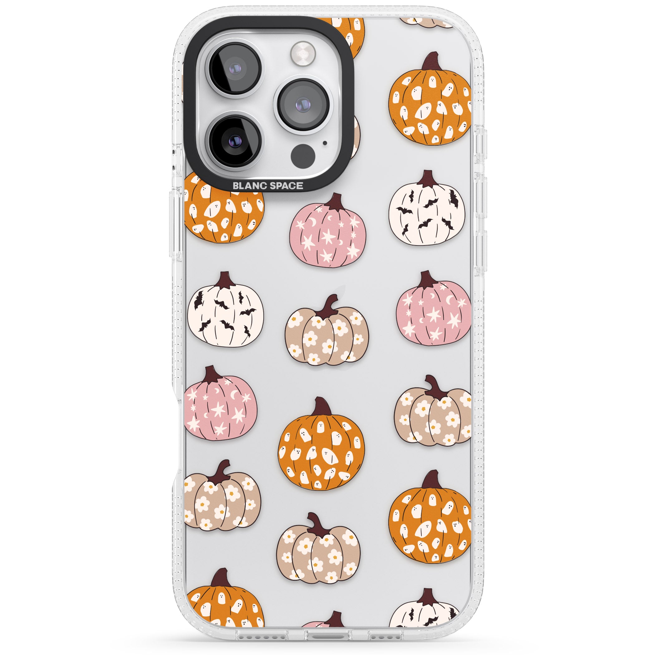 Floral Pumpkins iPhone 16 Pro Max / 16 Pro Clear Case Impact Air - Blanc Space