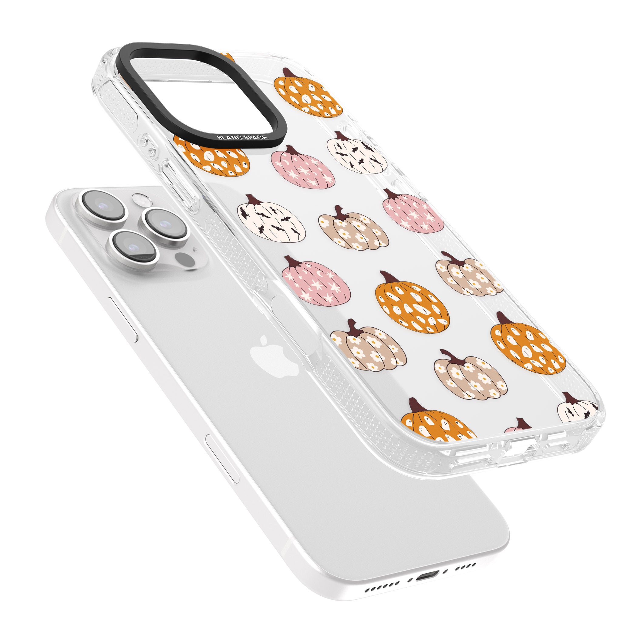 Floral Pumpkins iPhone 16 Pro Max / 16 Pro Clear Case Impact Air - Blanc Space