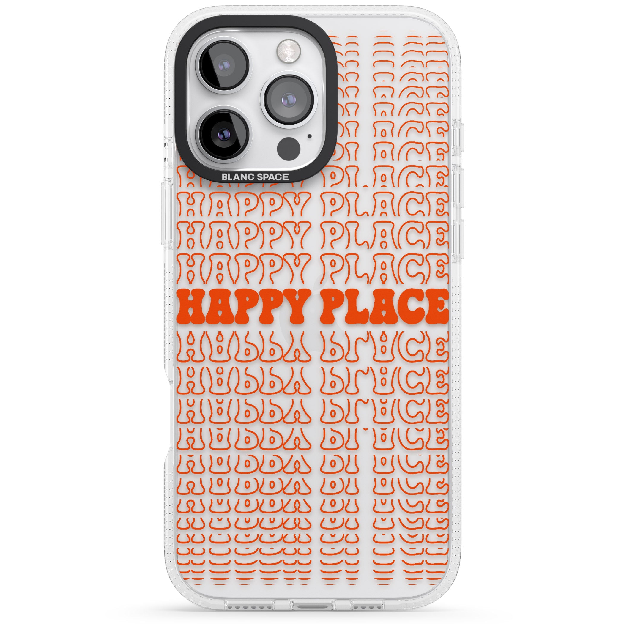 Happy Place (Orange) iPhone 16 Pro Max / 16 Pro Clear Case Impact Air - Blanc Space