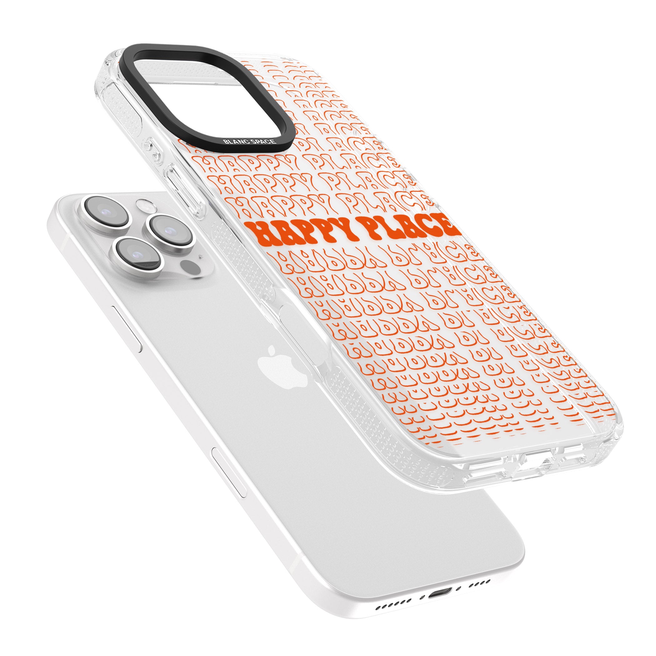 Happy Place (Orange) iPhone 16 Pro Max / 16 Pro Clear Case Impact Air - Blanc Space
