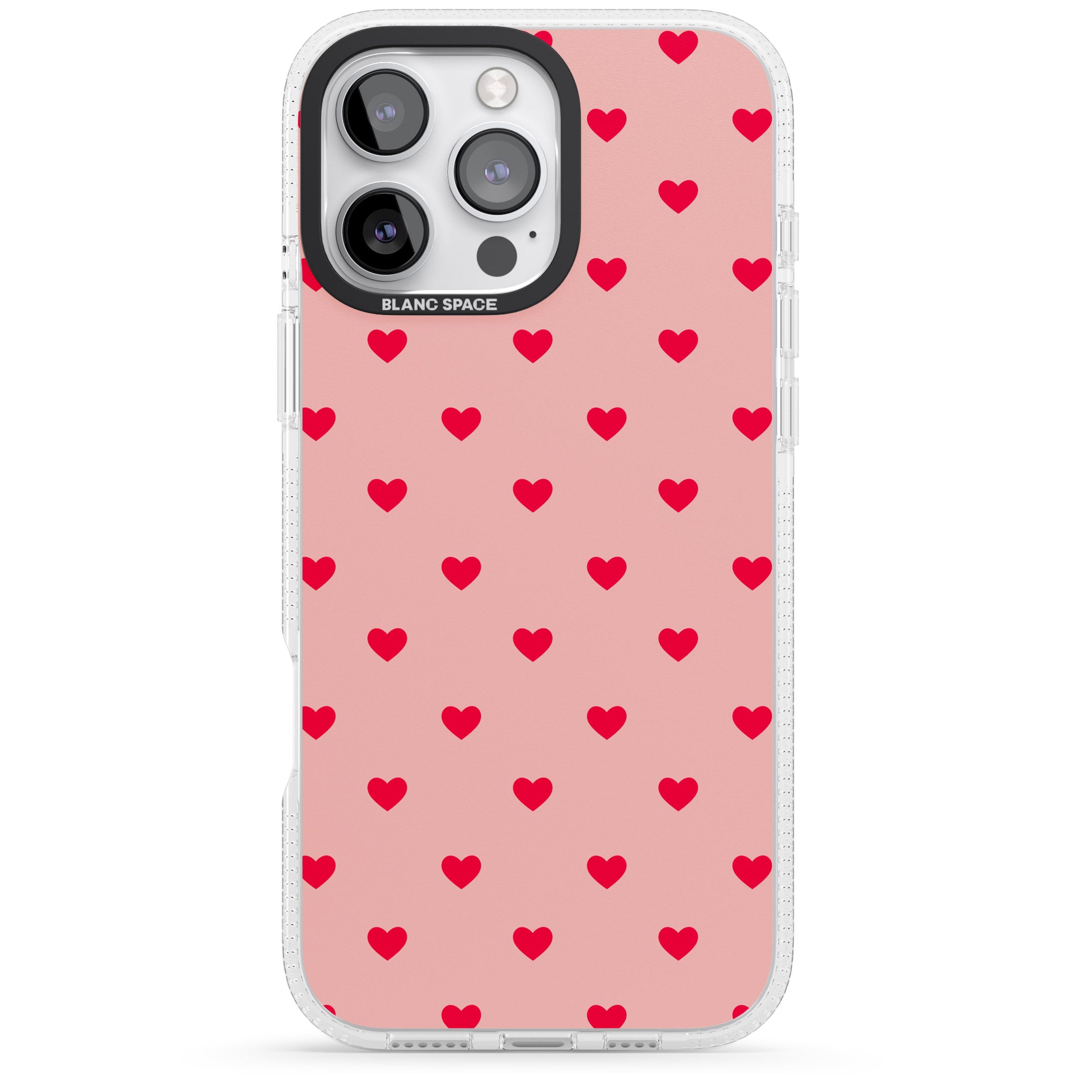 Small Heart Pattern: Red & Pink iPhone 16 Pro Max / 16 Pro Clear Case Impact Air - Blanc Space