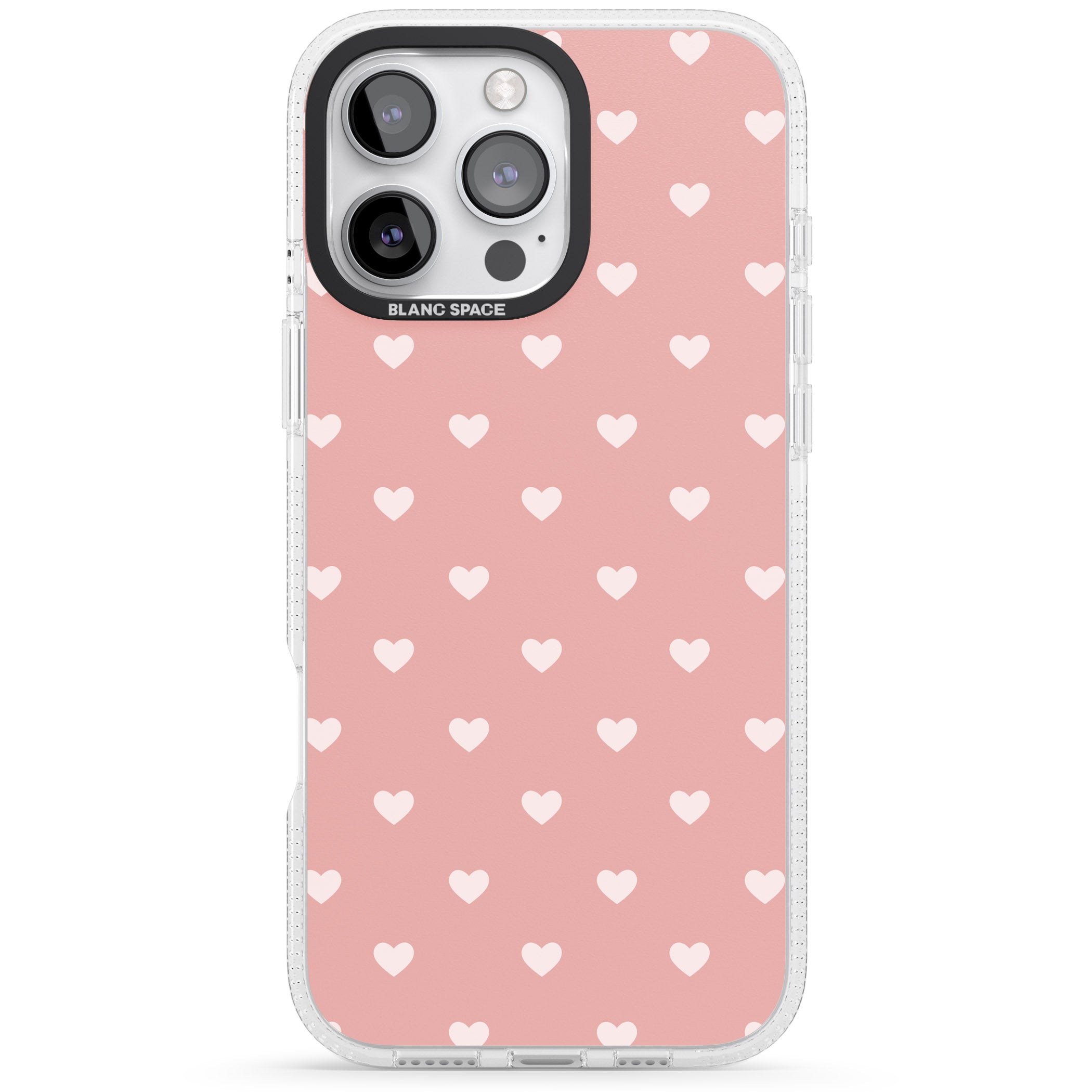 Small Heart Pattern: Pink iPhone 16 Pro Max / 16 Pro Clear Case Impact Air - Blanc Space