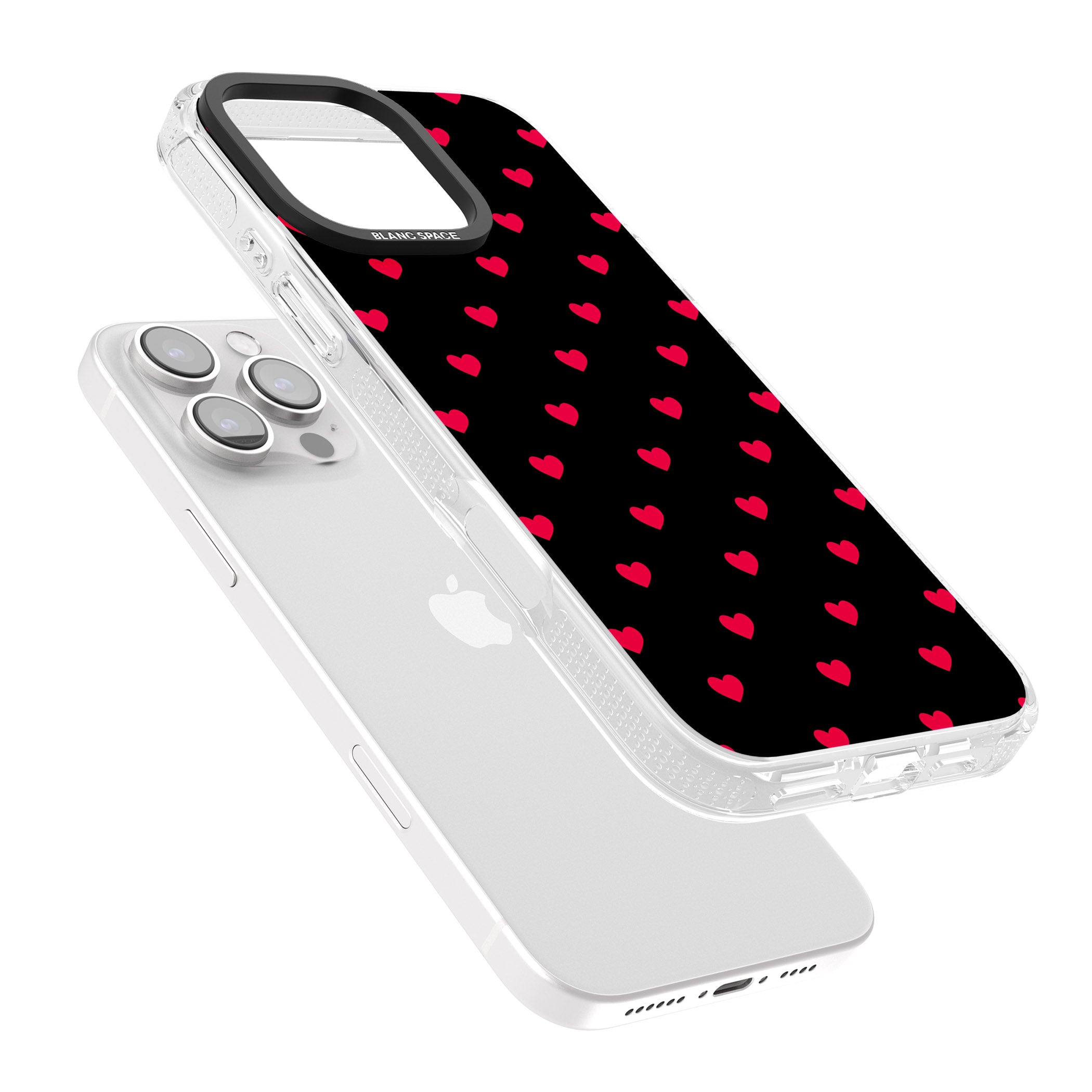 Small Heart Pattern: Red & iPhone 16 Pro Max / 16 Pro Clear Case Impact Air - Blanc Space