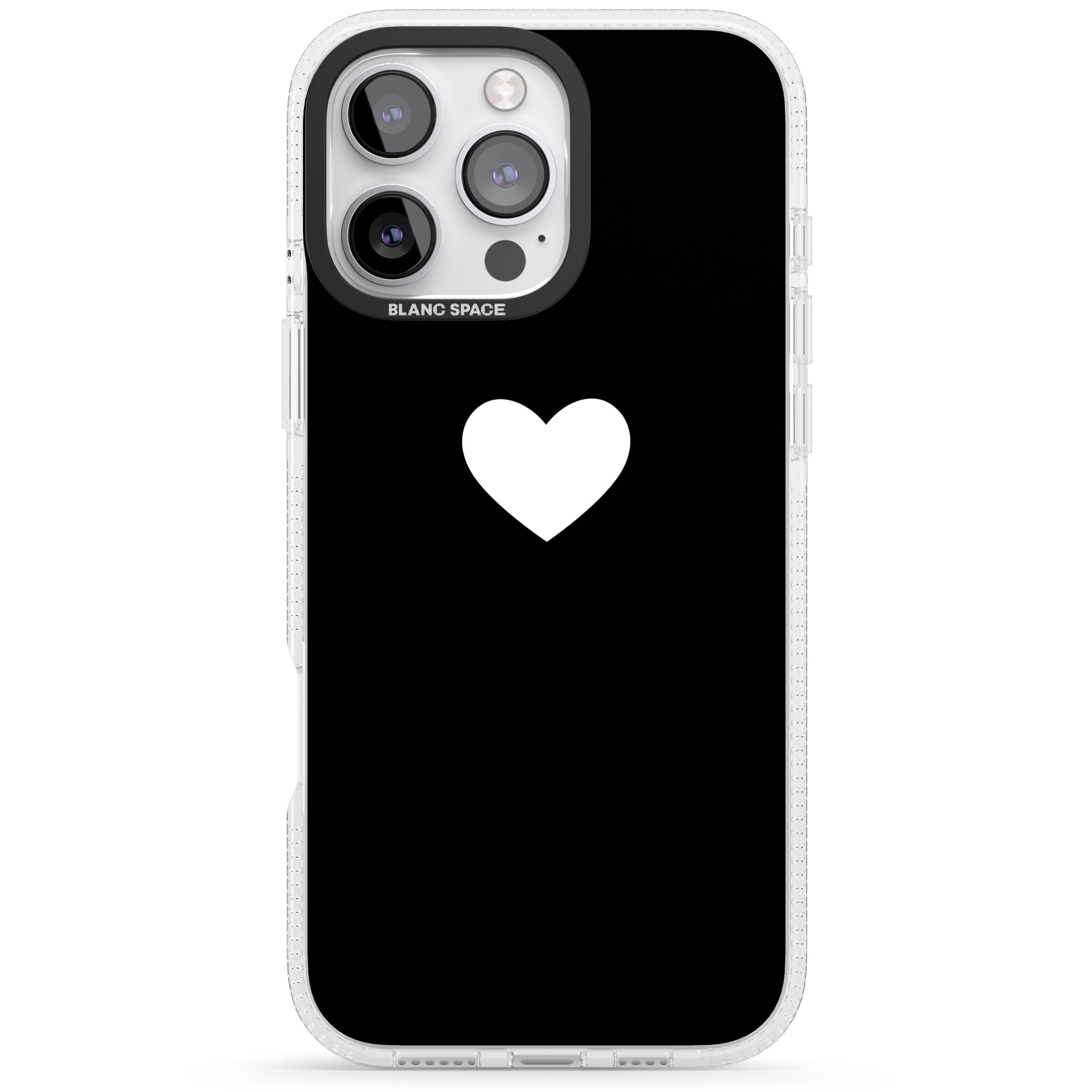 Single Heart Design: White & iPhone 16 Pro Max / 16 Pro Clear Case Impact Air - Blanc Space