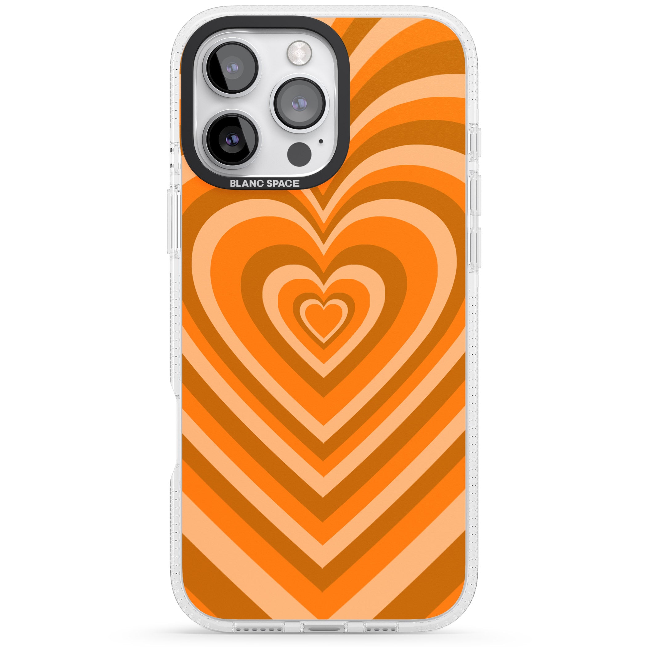 Orange Heart Illusion iPhone 16 Pro Max / 16 Pro Clear Case Impact Air - Blanc Space
