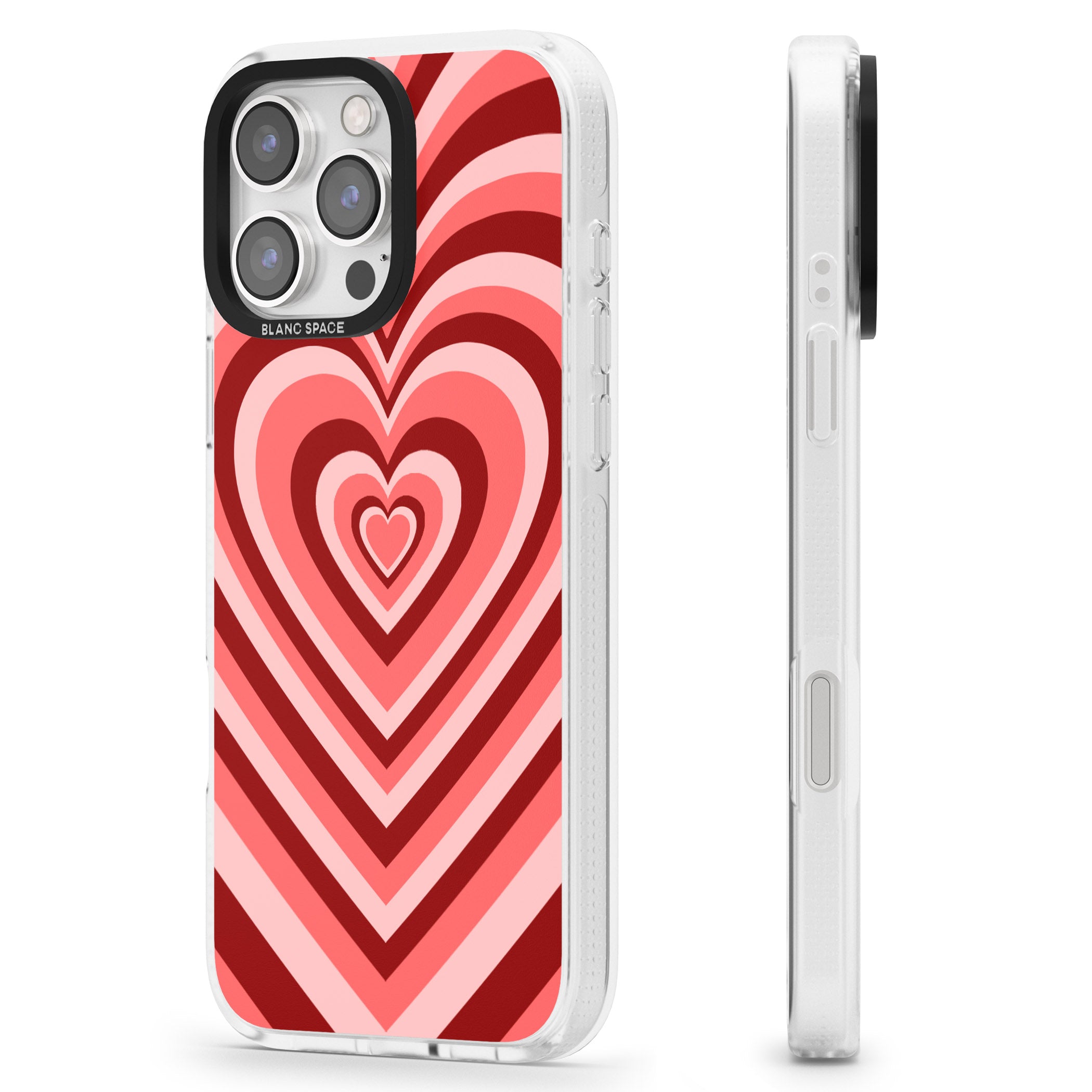 Red Heart Illusion iPhone 16 Pro Max / 16 Pro Clear Case Impact Air - Blanc Space