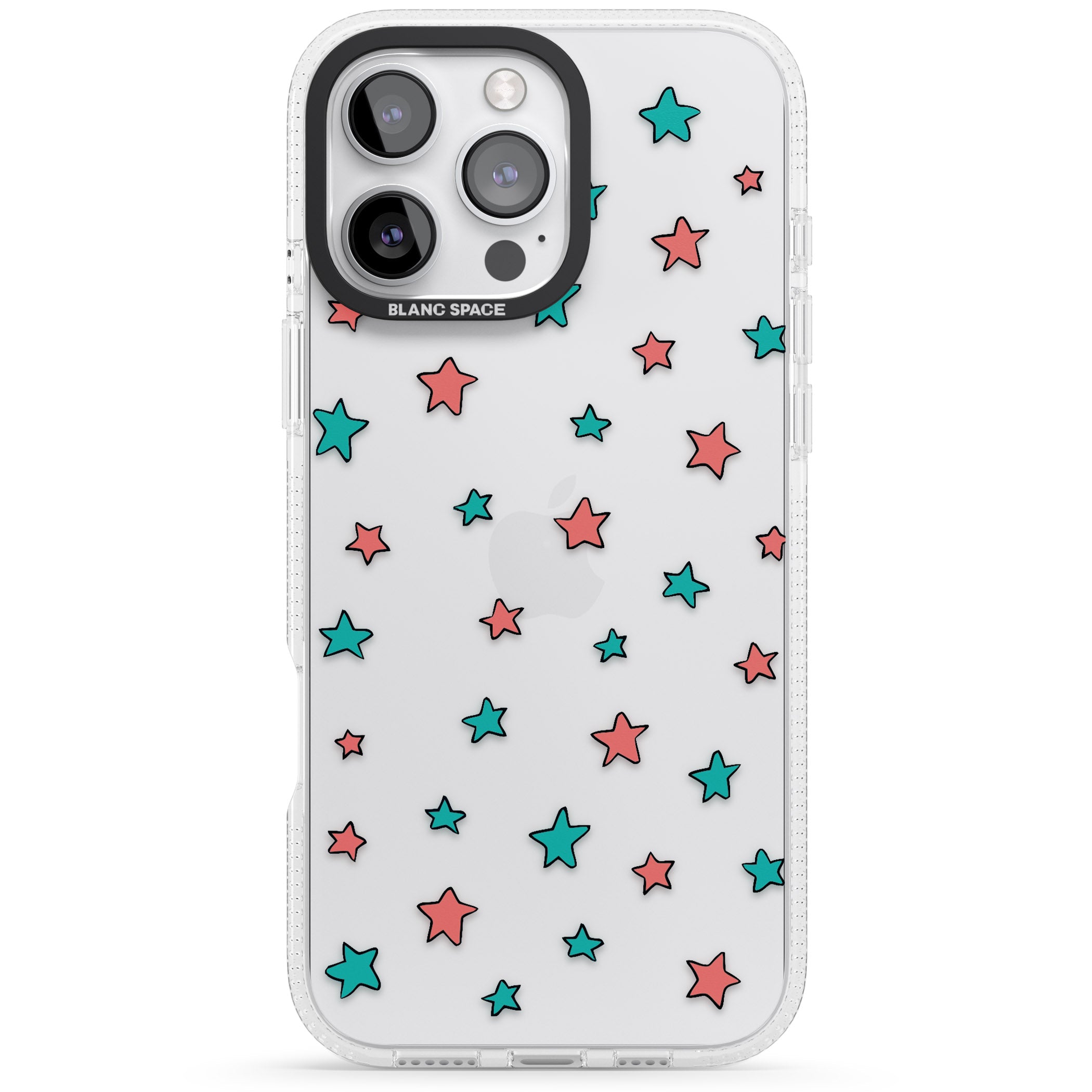 Heartstopper Stars Pattern iPhone 16 Pro Max / 16 Pro Clear Case Impact Air - Blanc Space