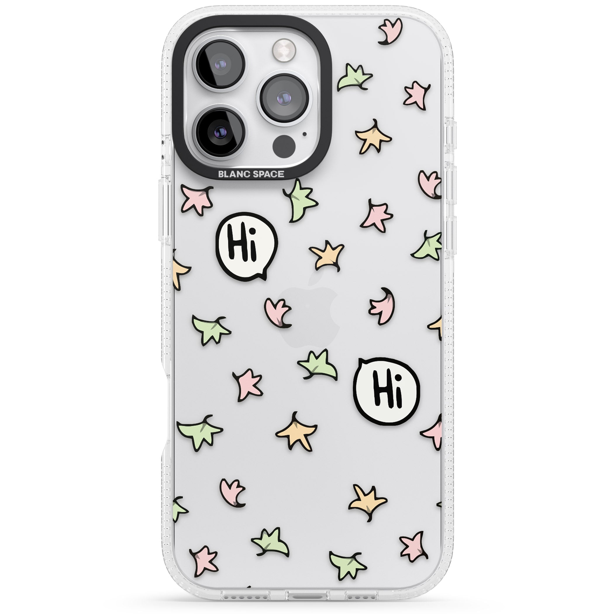 Heartstopper Leaves Pattern iPhone 16 Pro Max / 16 Pro Clear Case Impact Air - Blanc Space