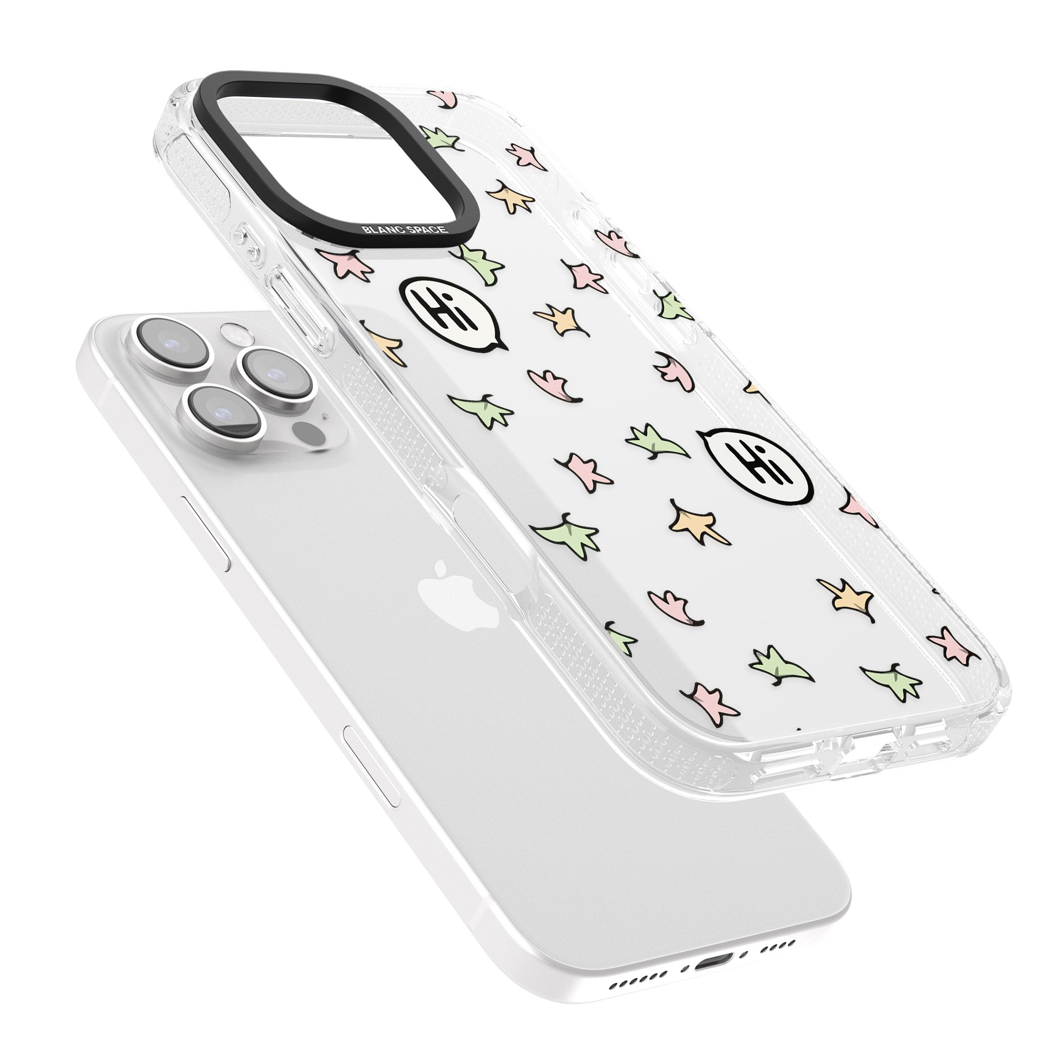 Heartstopper Leaves Pattern iPhone 16 Pro Max / 16 Pro Clear Case Impact Air - Blanc Space