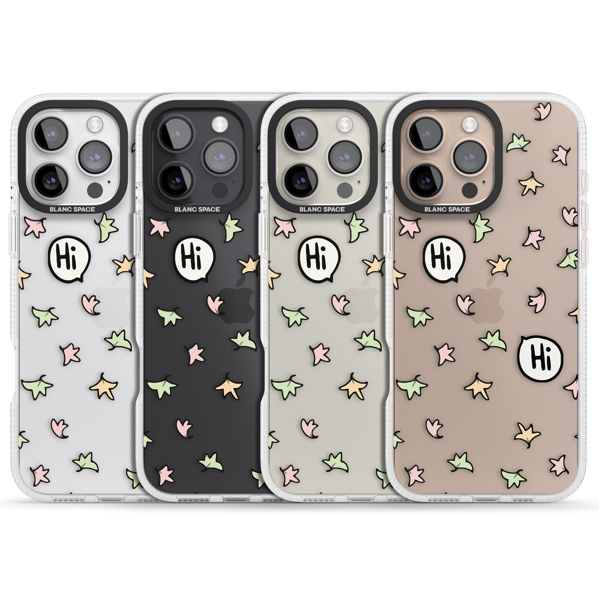Heartstopper Leaves Pattern iPhone 16 Pro Max / 16 Pro Clear Case Impact Air - Blanc Space