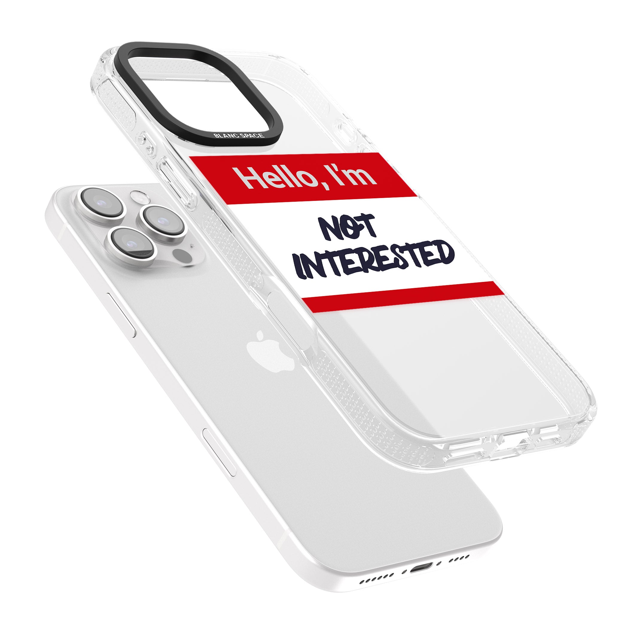 Funny Hello Name Tag Not Interested iPhone 16 Pro Max / 16 Pro Clear Case Impact Air - Blanc Space