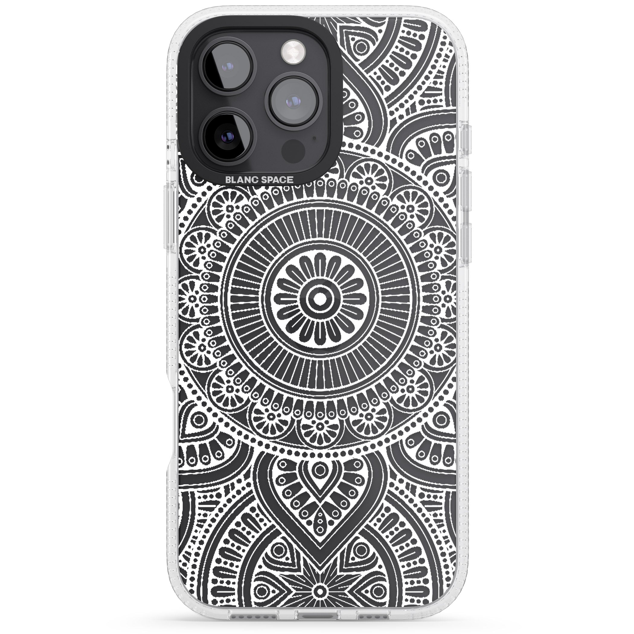 White Henna Flower Wheel iPhone 16 Pro Max / 16 Pro Clear Case Impact Air - Blanc Space