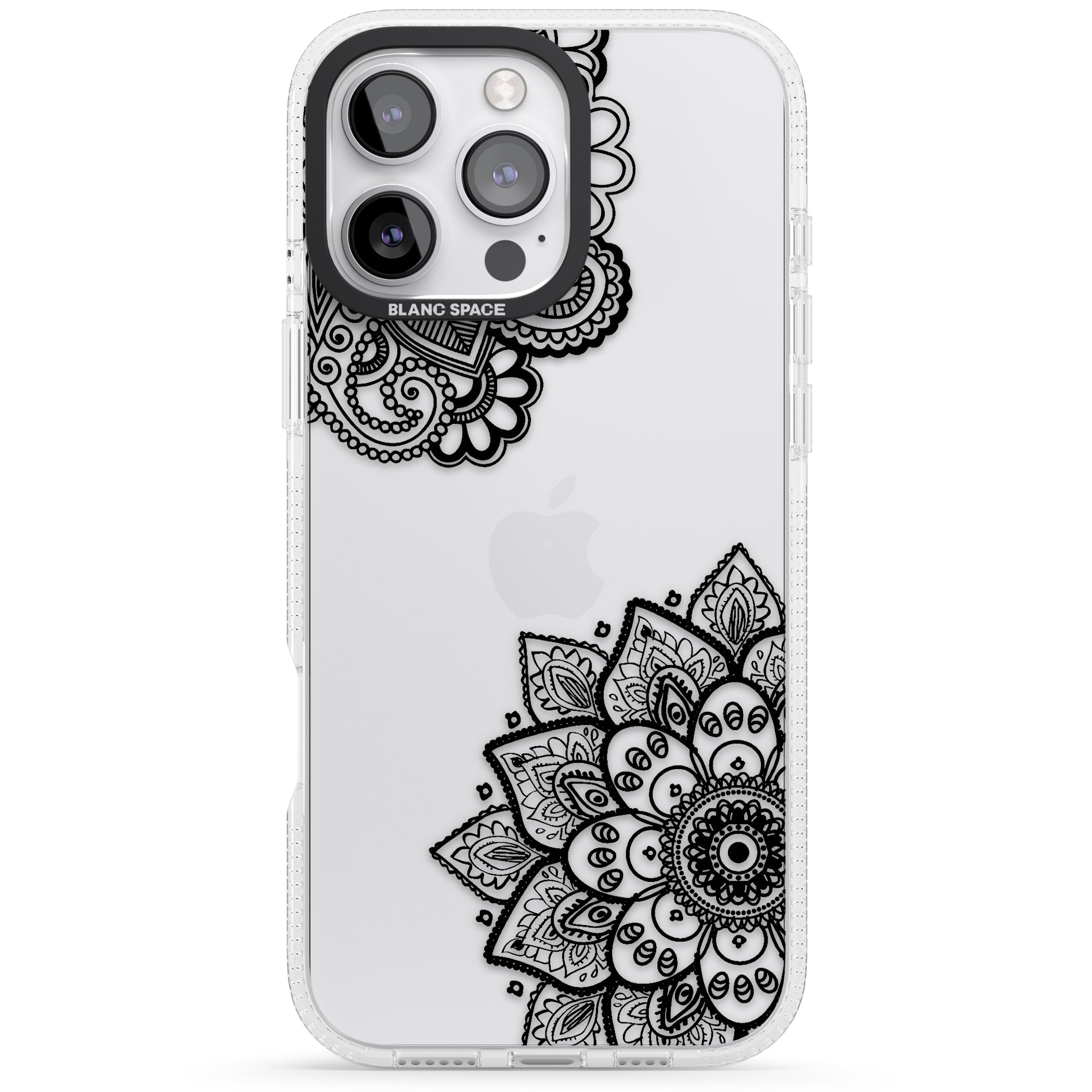 Black Henna Florals iPhone 16 Pro Max / 16 Pro Clear Case Impact Air - Blanc Space