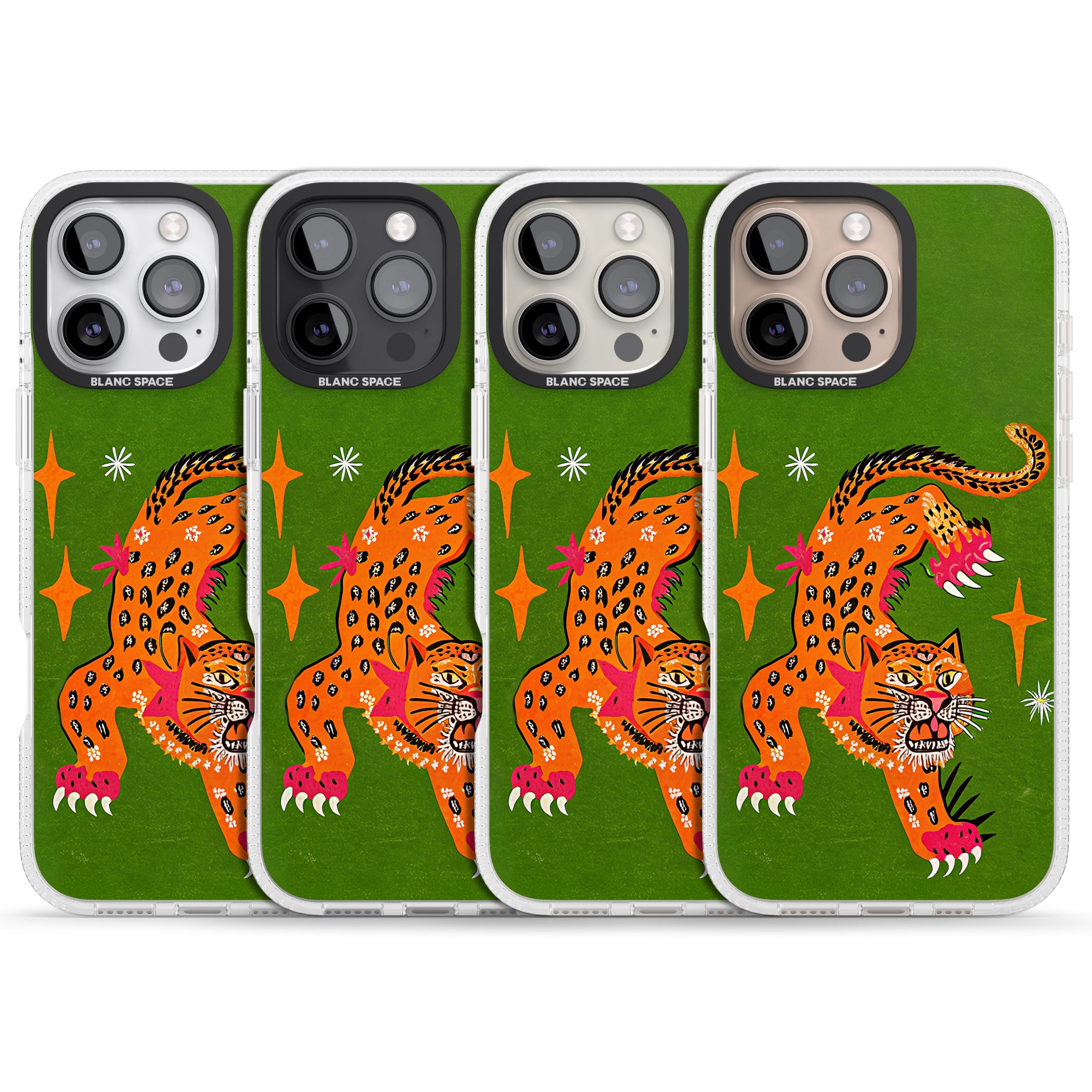 Fierce Jaguar iPhone 16 Pro Max / 16 Pro Clear Case Impact Air - Blanc Space
