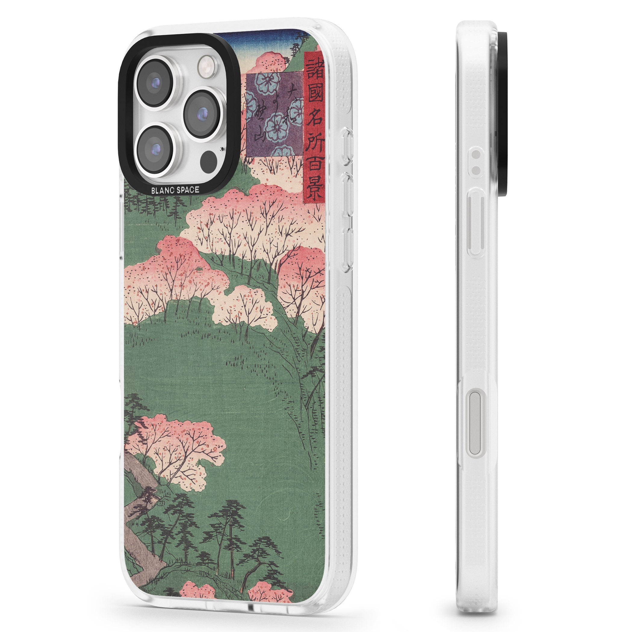 Japanese Illustration Cherry Blossom Forest iPhone 16 Pro Max / 16 Pro Clear Case Impact Air - Blanc Space