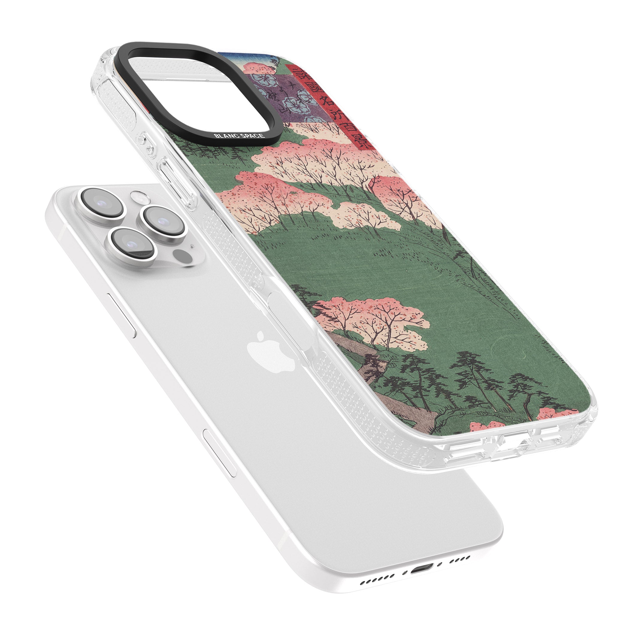 Japanese Illustration Cherry Blossom Forest iPhone 16 Pro Max / 16 Pro Clear Case Impact Air - Blanc Space