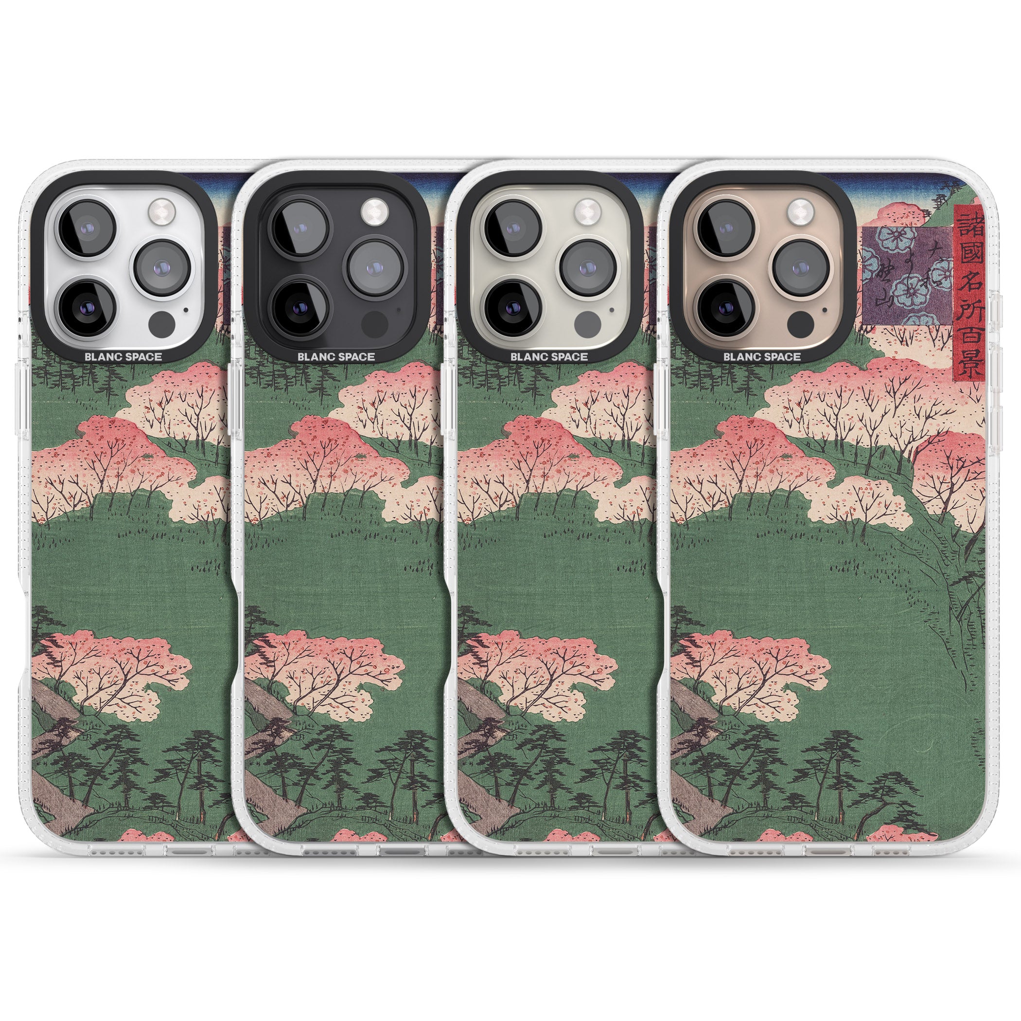 Japanese Illustration Cherry Blossom Forest iPhone 16 Pro Max / 16 Pro Clear Case Impact Air - Blanc Space