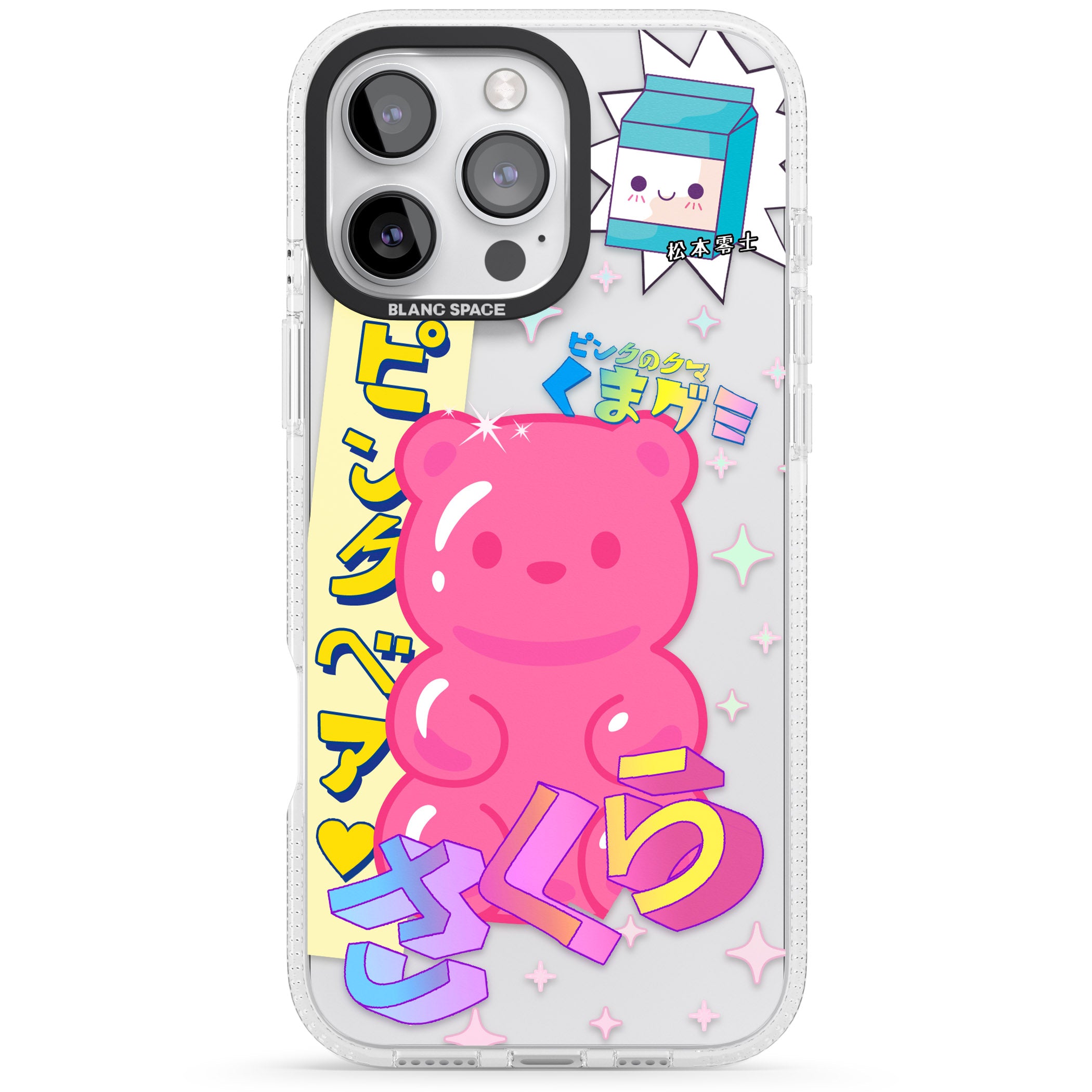Kawaii Pink Bear Collage iPhone 16 Pro Max / 16 Pro Clear Case Impact Air - Blanc Space