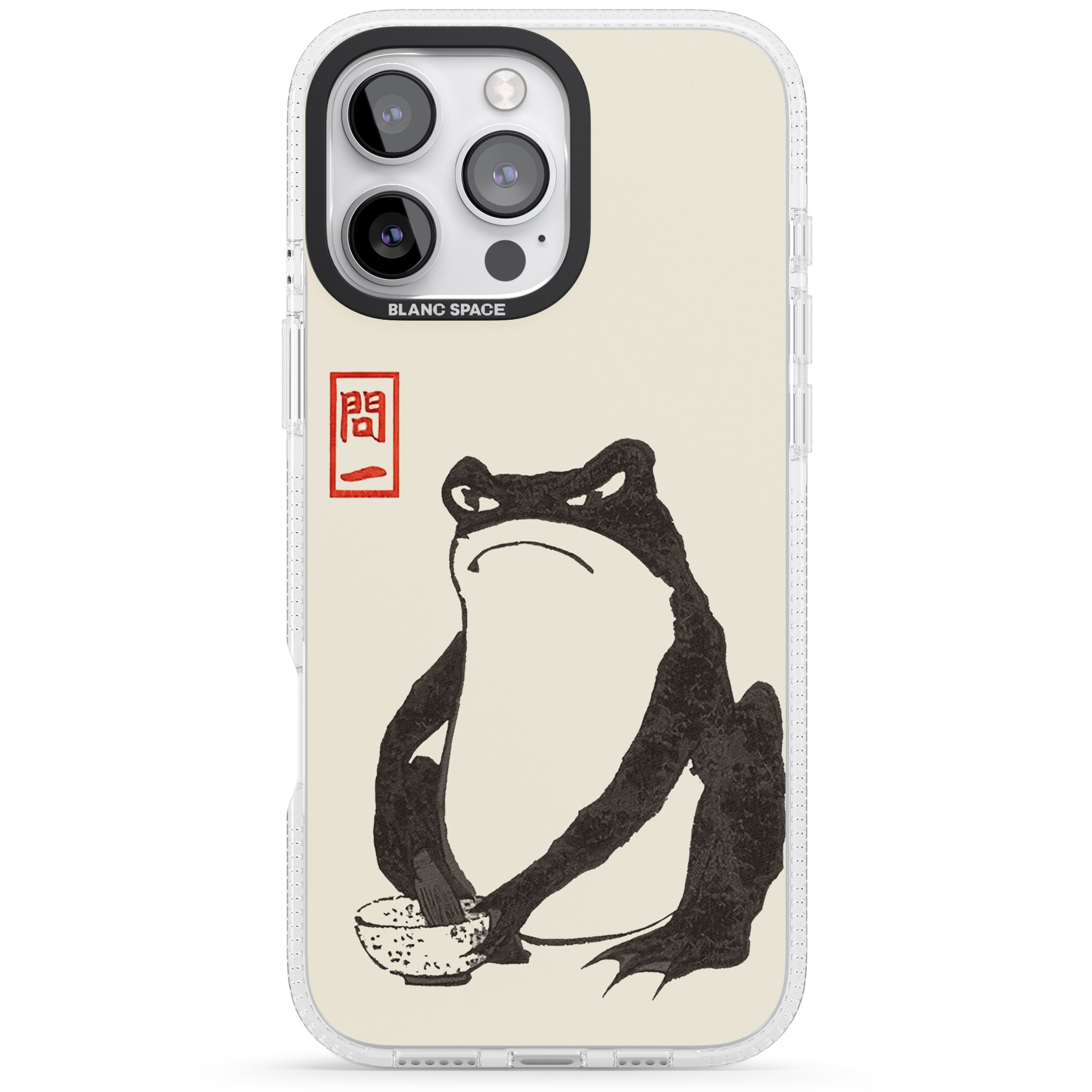 Matsumoto Hoji Grumpy Toad iPhone 16 Pro Max / 16 Pro Clear Case Impact Air - Blanc Space