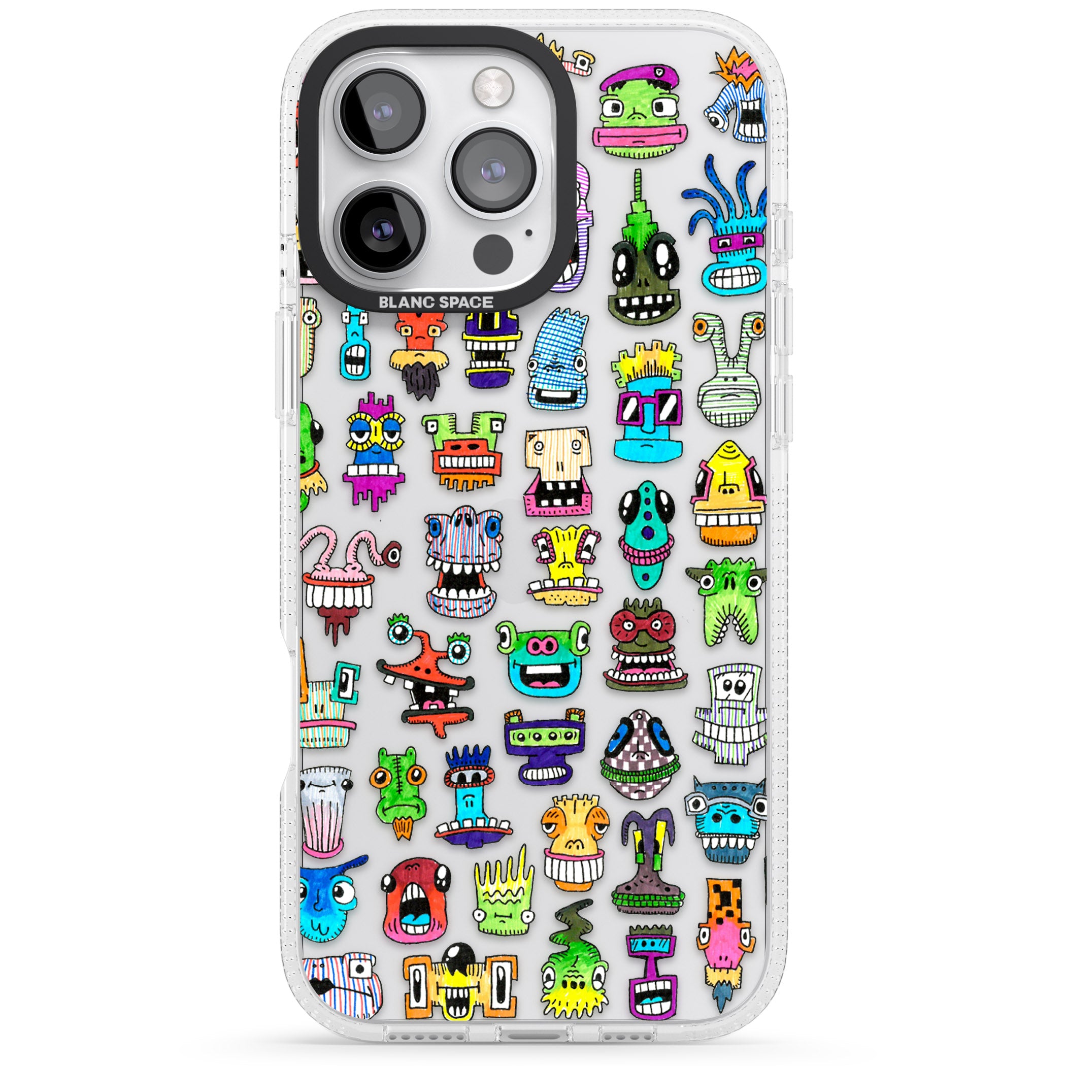 Familiar Faces iPhone 16 Pro Max / 16 Pro Clear Case Impact Air - Blanc Space