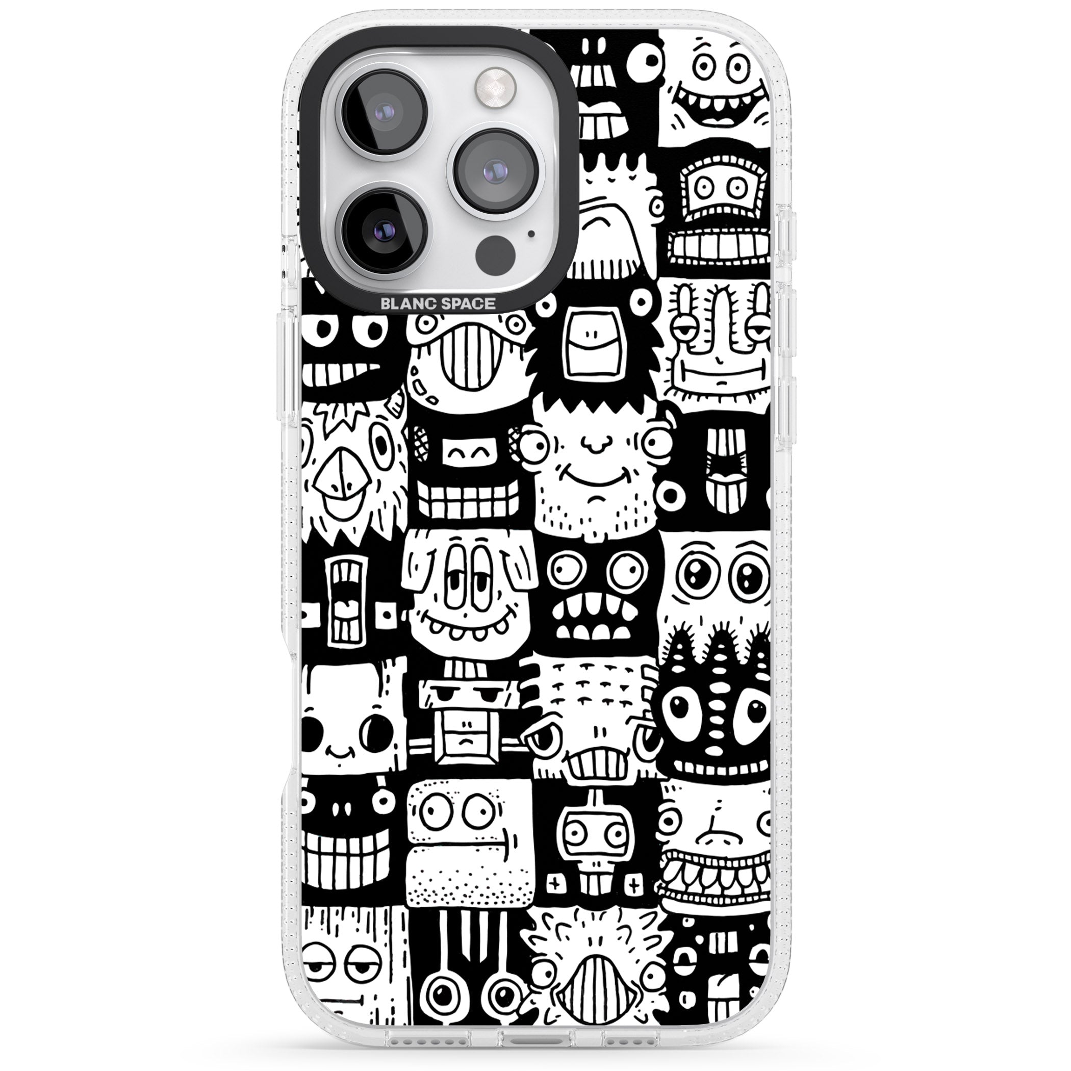 Checkerboard Heads iPhone 16 Pro Max / 16 Pro Clear Case Impact Air - Blanc Space